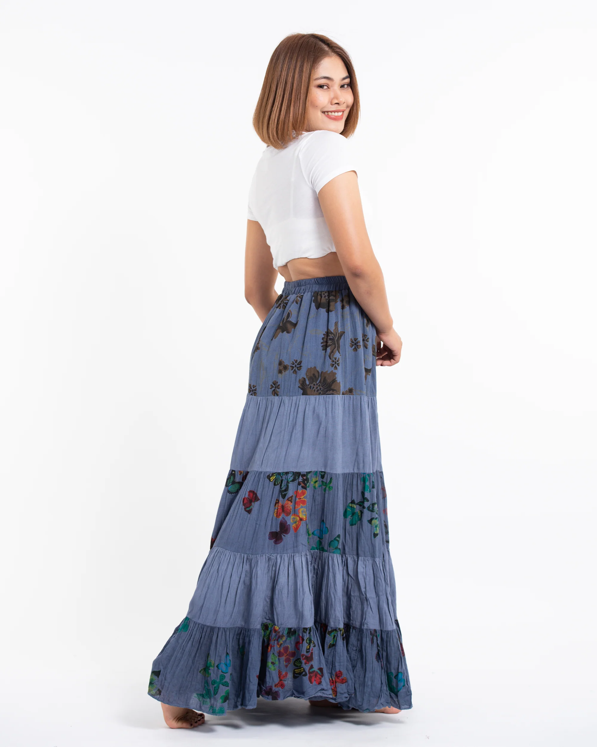 Patchwork Long Skirt in Light Gray - Image 3