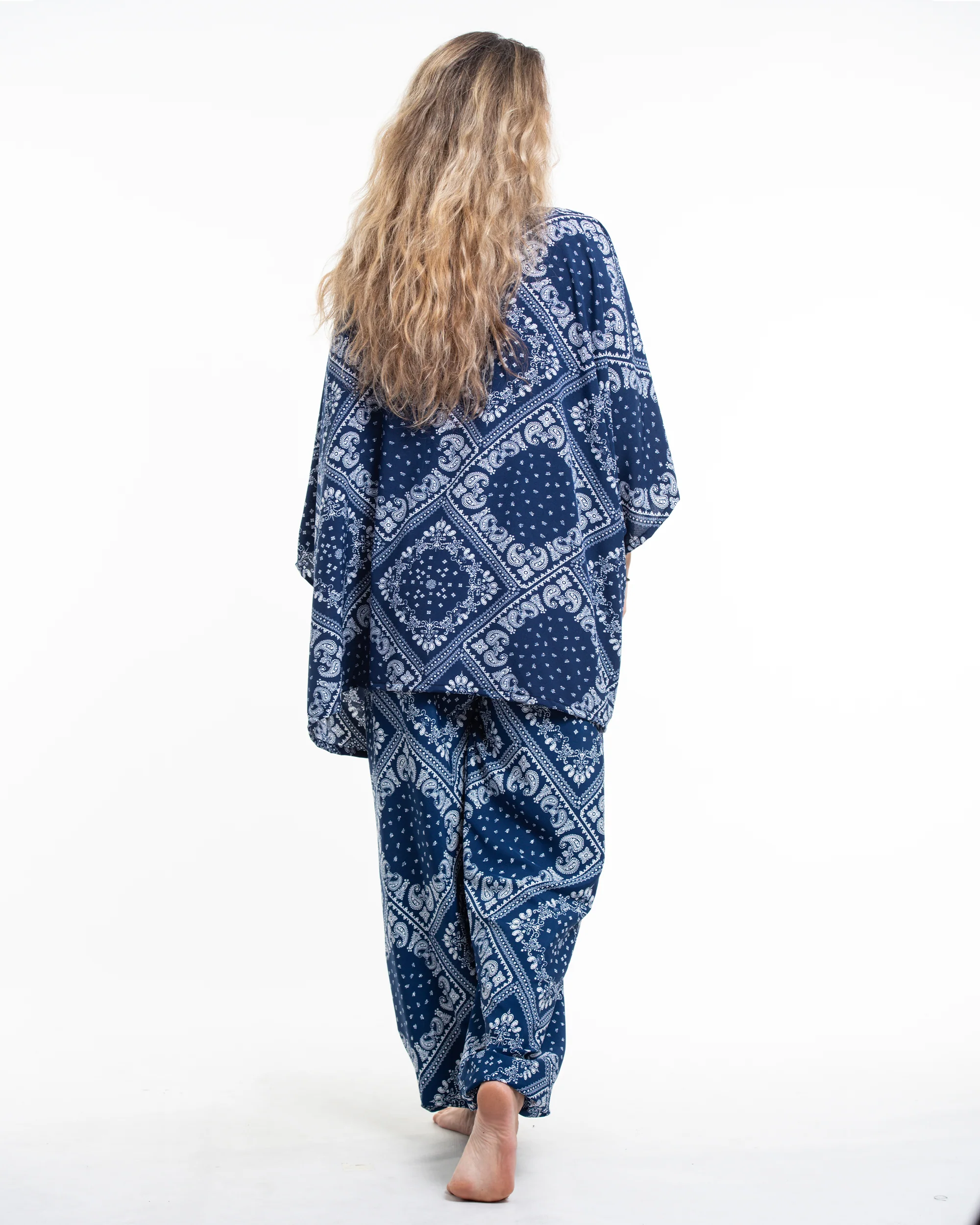 Patchwork Paisley Kimono Cardigan in Navy - Image 6