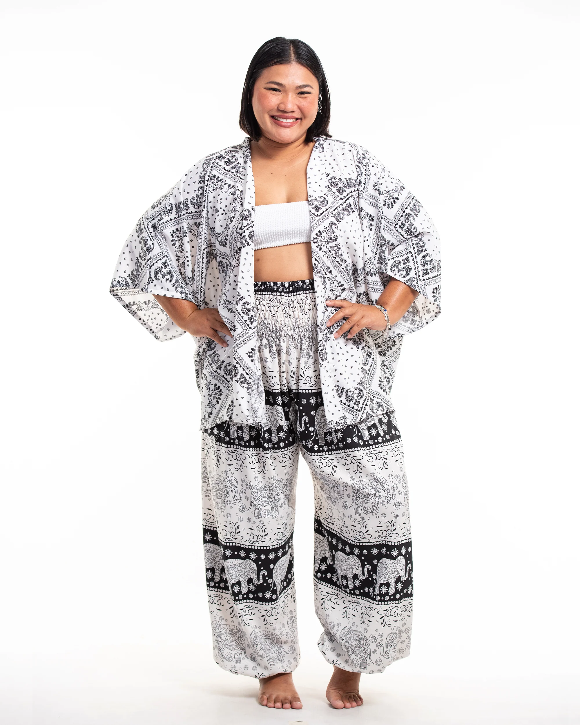 Patchwork Paisley Kimono Cardigan in White - Image 5