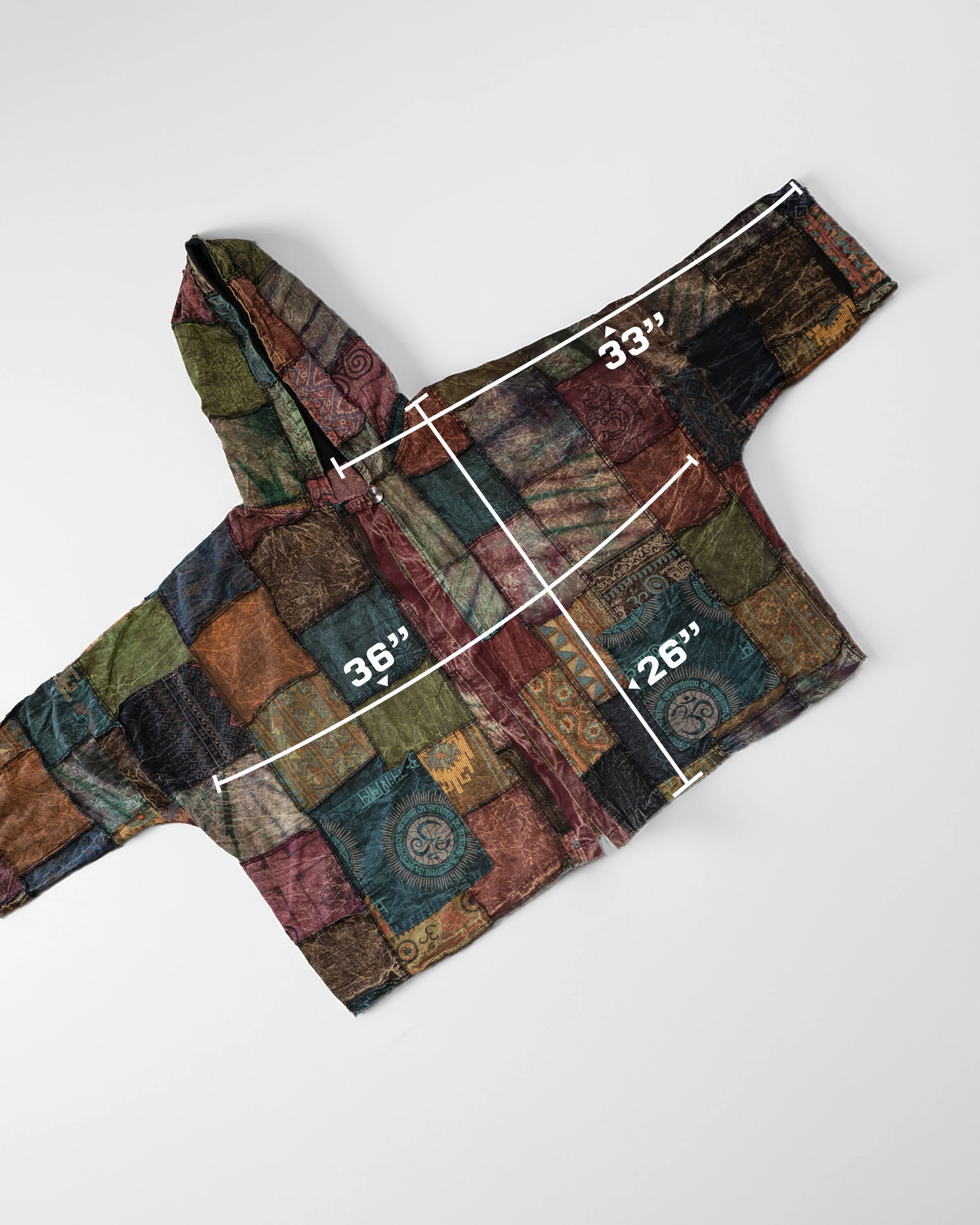 Patchwork Stonewash Hooded Jacket in Multi Green - Image 6