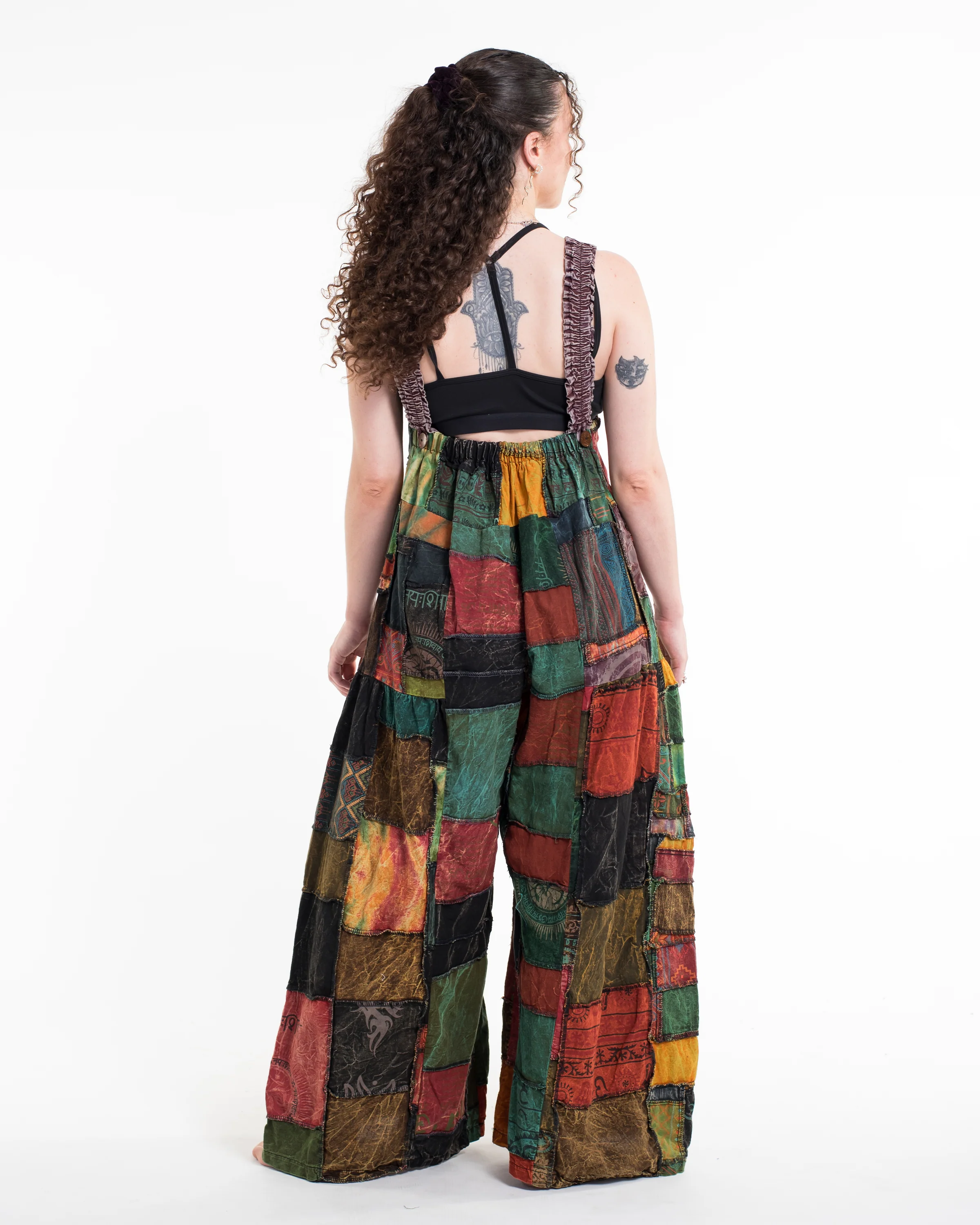 Patchwork Stonewash Overall in Multi Violet - Image 3