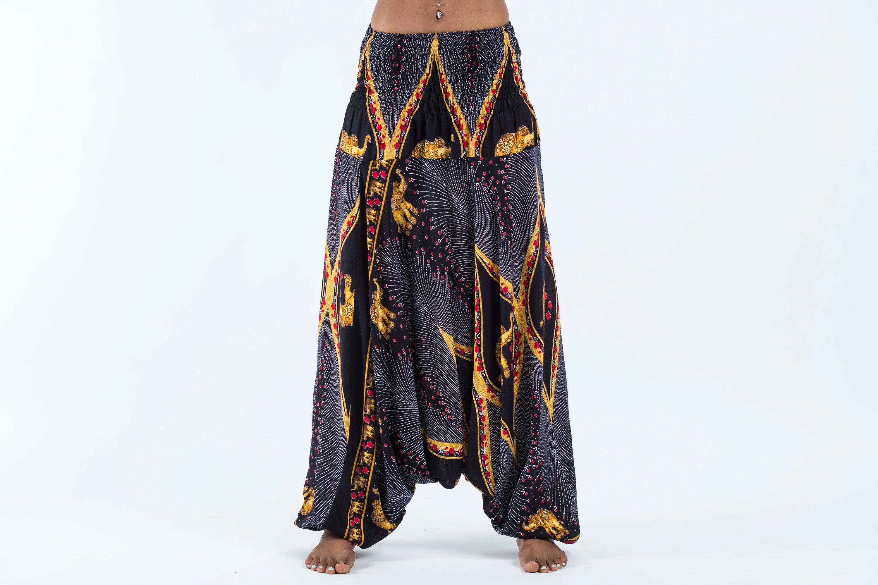 Peacock Elephant 2-in-1 Jumpsuit Elephant Pants in Black - Image 2