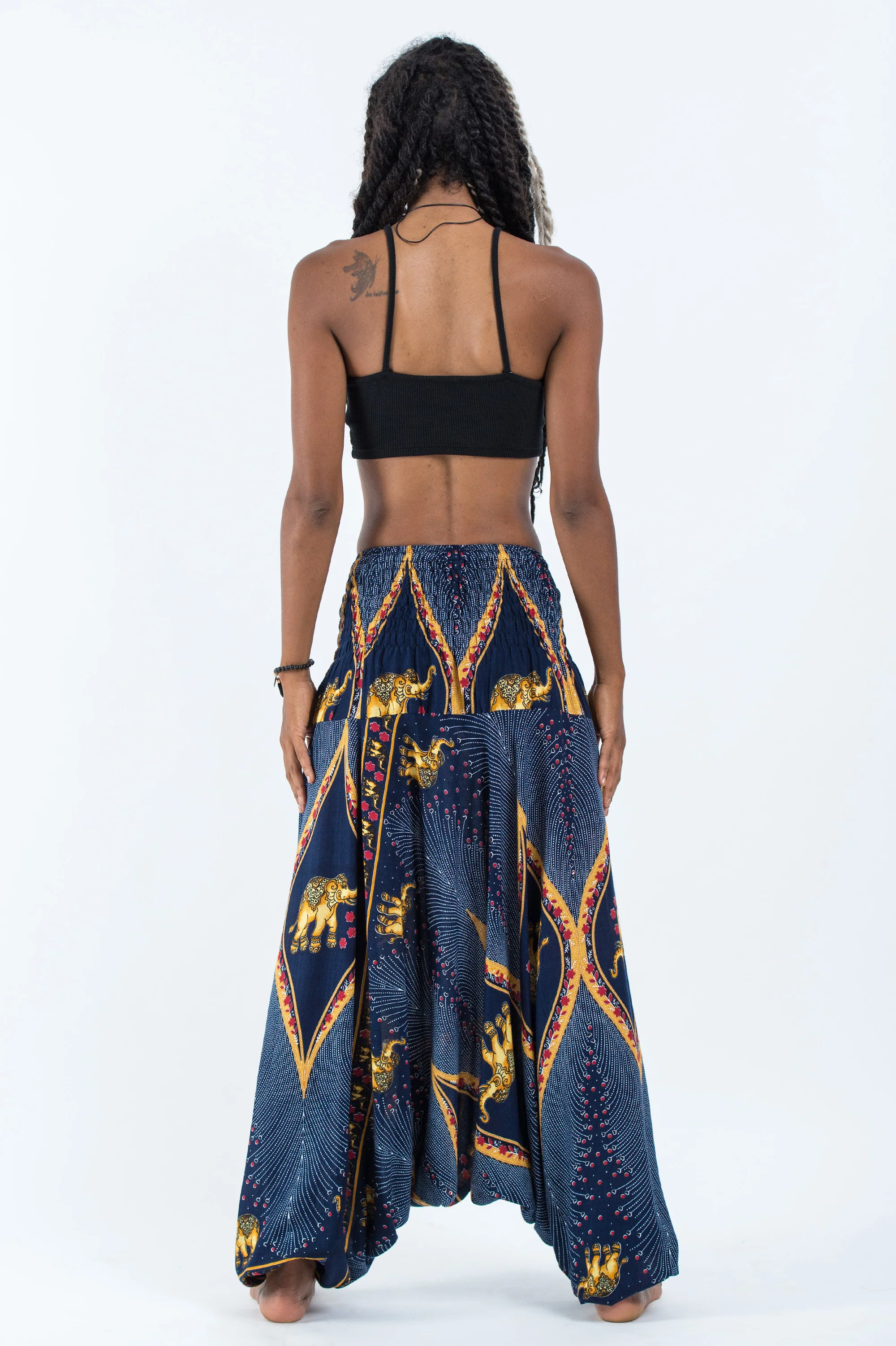 Peacock Elephant 2-in-1 Jumpsuit Elephant Pants in Blue - Image 4