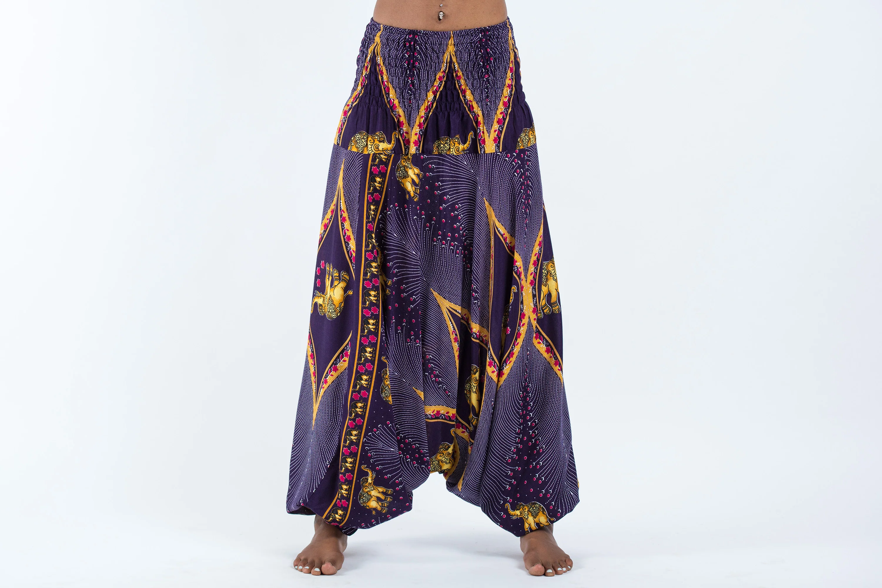 Peacock Elephant 2-in-1 Jumpsuit Elephant Pants in Purple - Image 2