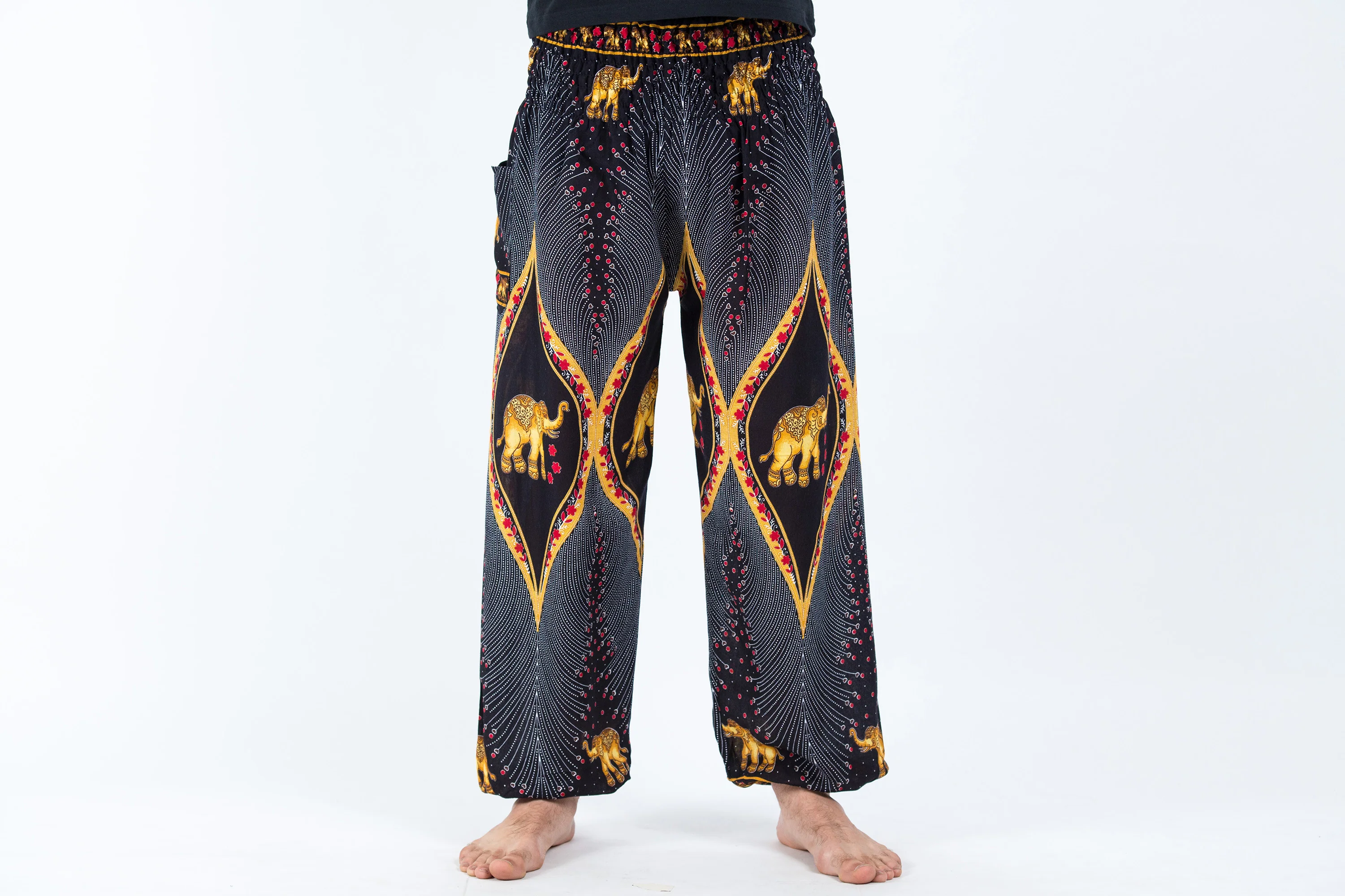 Peacock Elephant Men's Elephant Pants in Black - Image 2