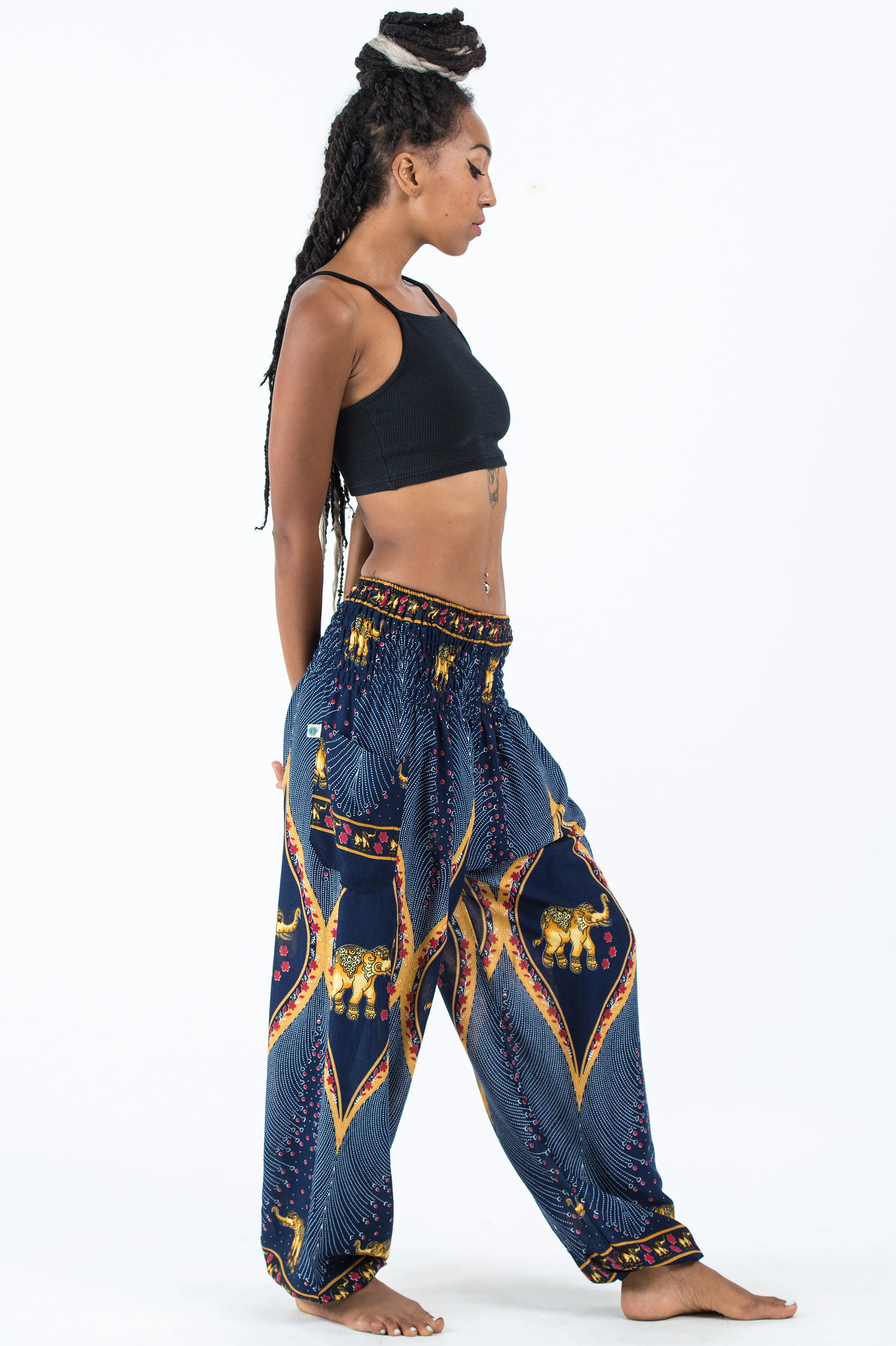 Peacock Elephant Women's Elephant Pants in Blue - Image 3