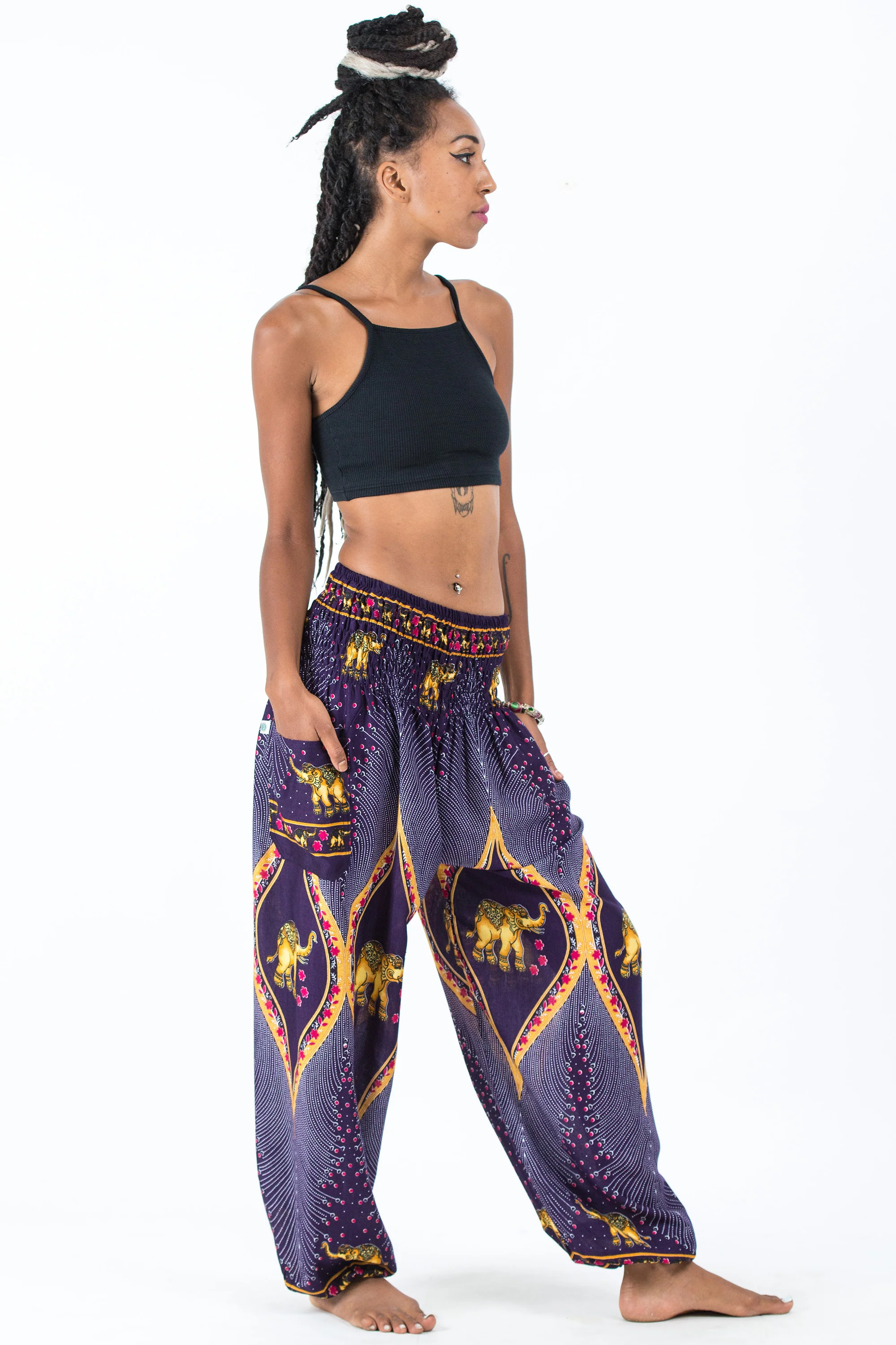 Peacock Elephant Women's Elephant Pants in Purple - Image 3