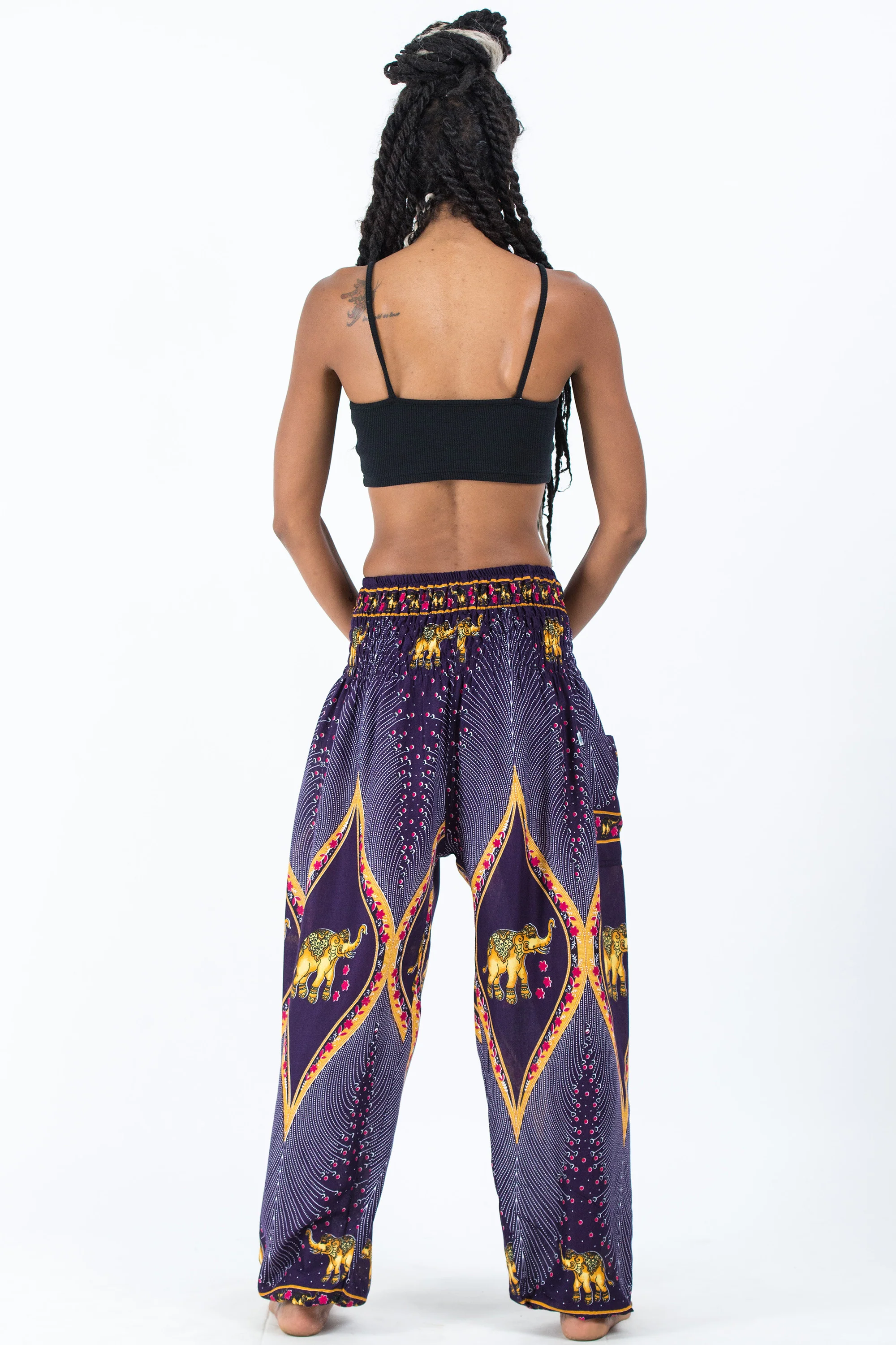 Peacock Elephant Women's Elephant Pants in Purple - Image 4