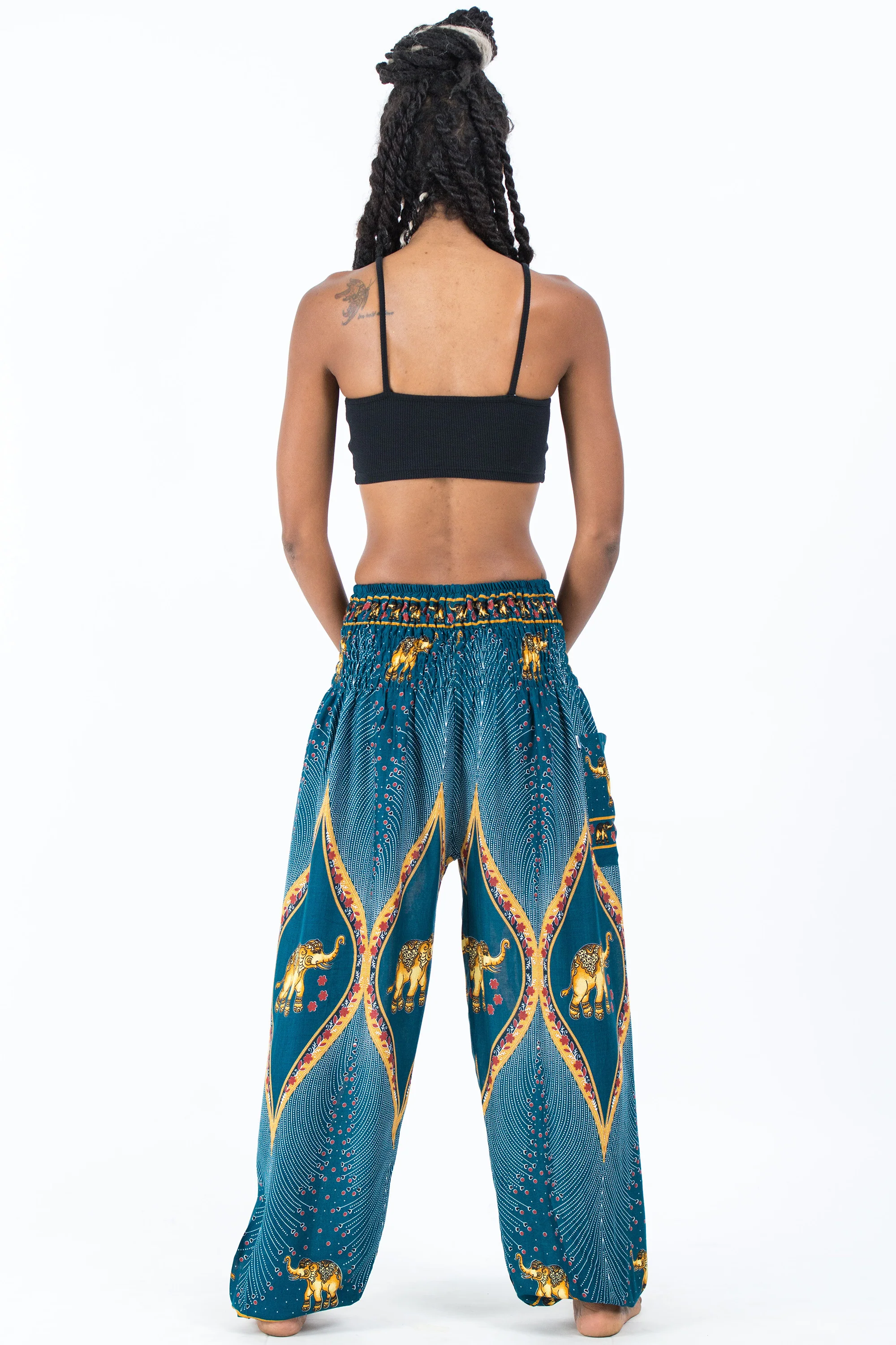 Peacock Elephant Women's Elephant Pants in Turquoise - Image 4