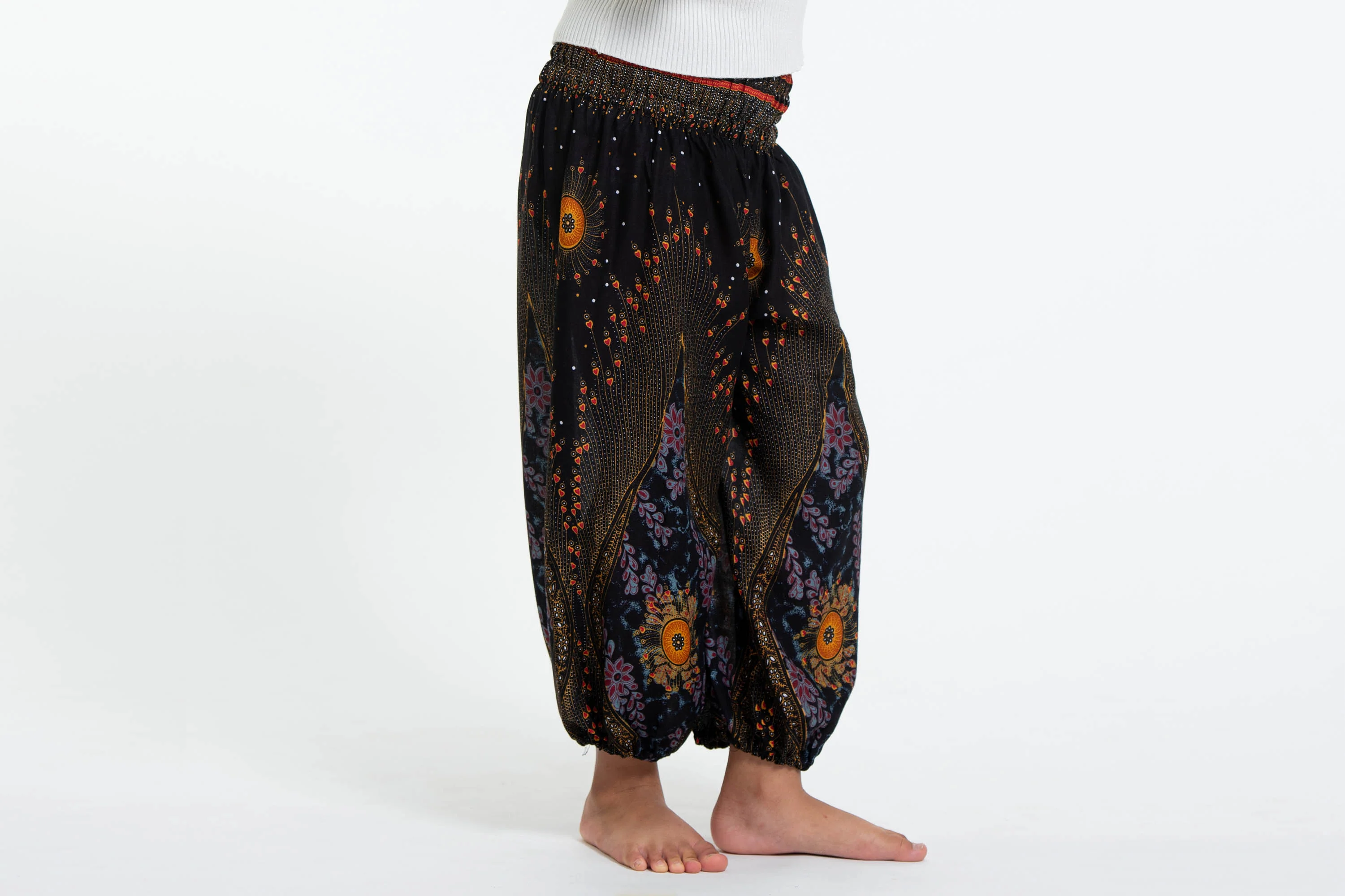 Peacock Eye Kids Harem Pants in Black - Image 2