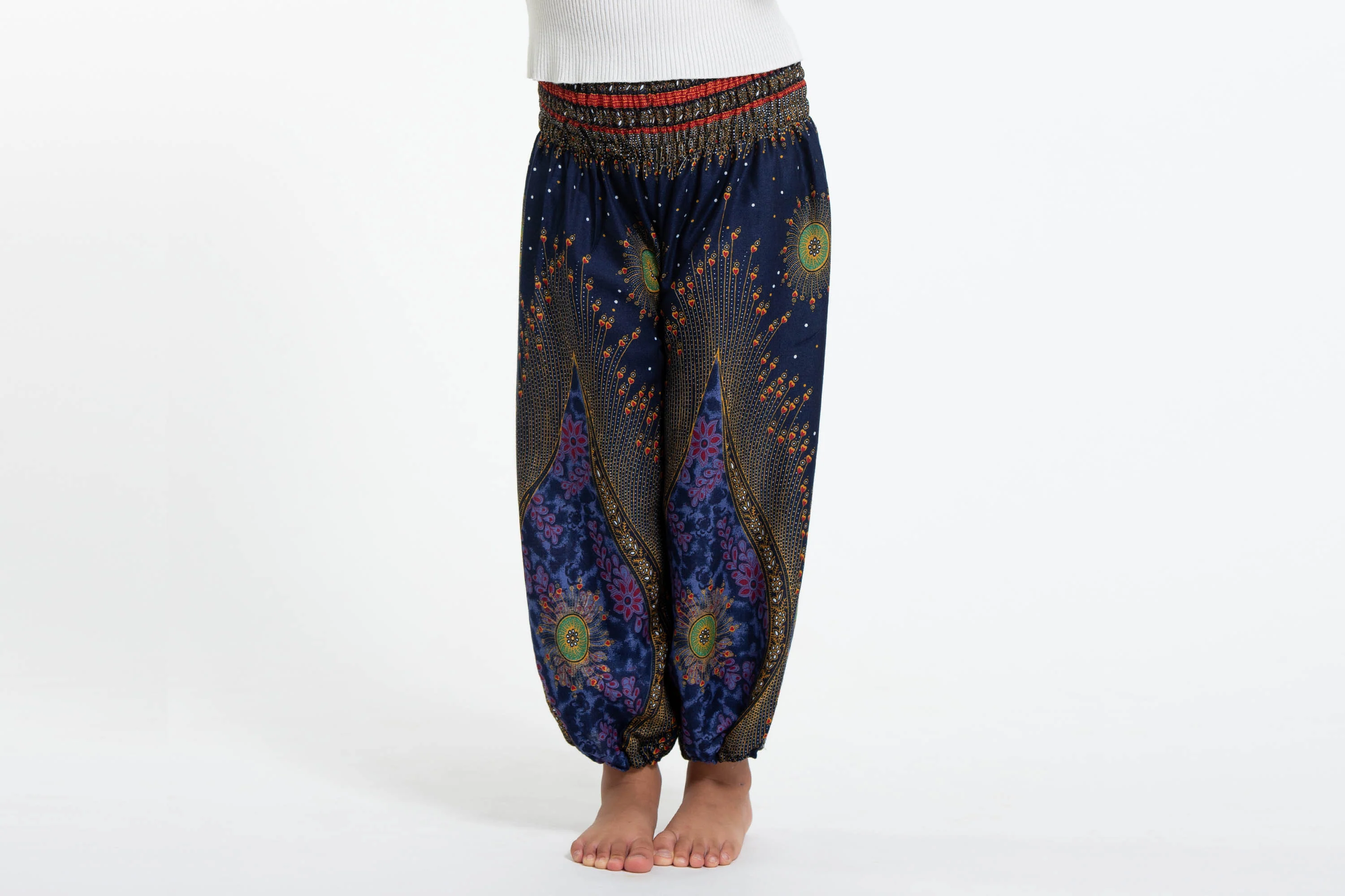 Peacock Eye Kids Harem Pants in Navy - Image 2