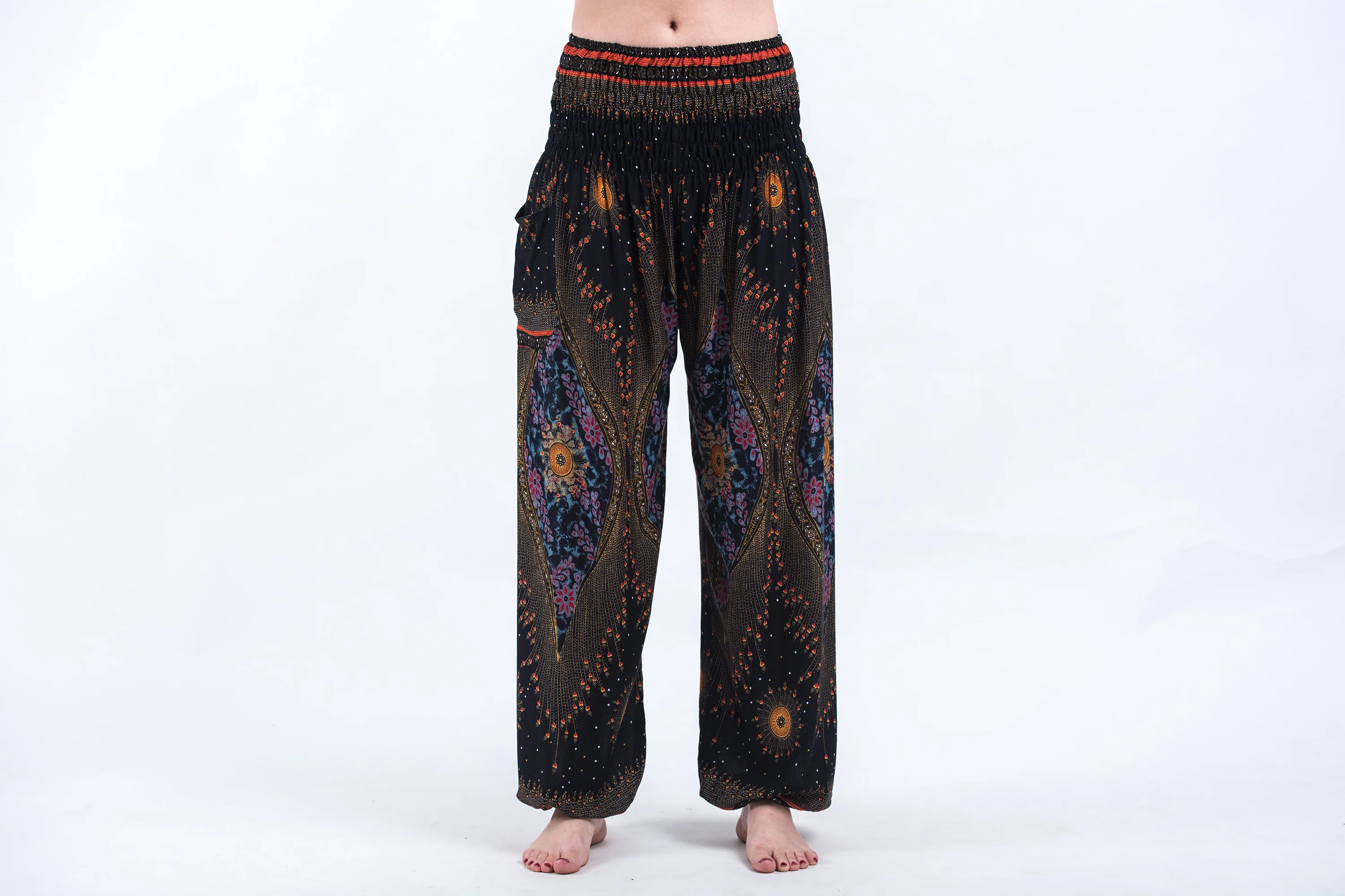Peacock Eye Women's Harem Pants in Black - Image 2