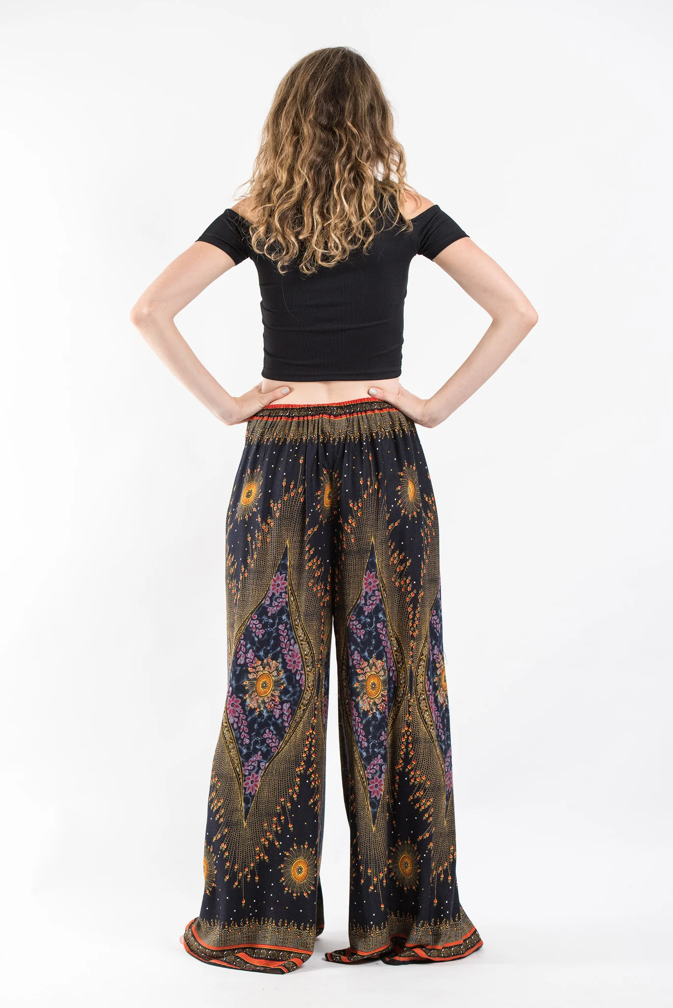 Peacock Eyes Palazzo Style Harem Pants in Black - Image 4
