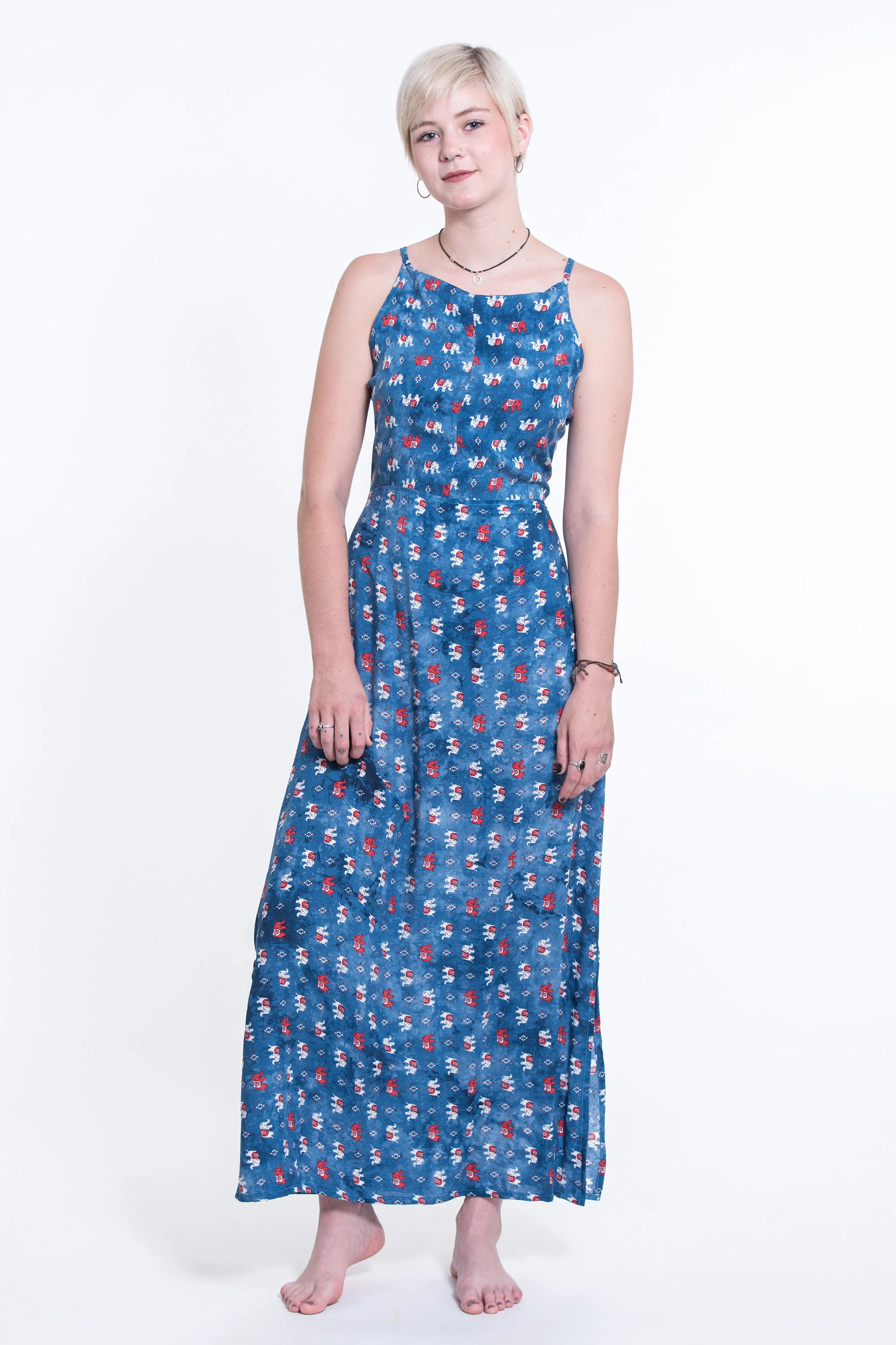 Petit Elephant Tie Back Maxi Dress in Blue - Image 3