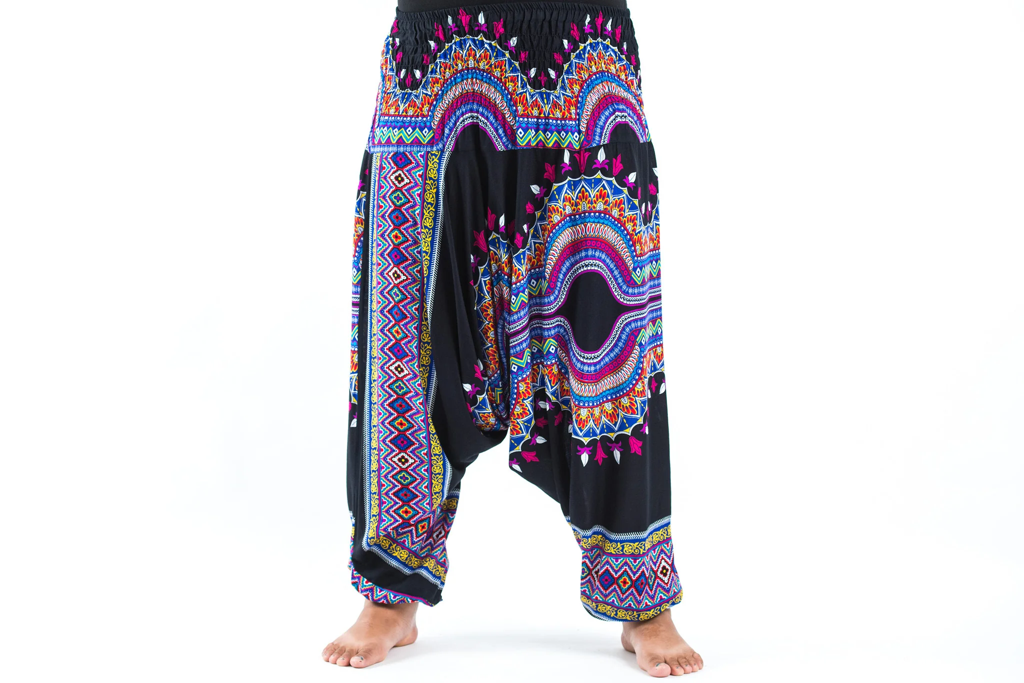 Plus Size Dashiki Prints 2-in-1 Jumpsuit Harem Pants in Black - Image 2