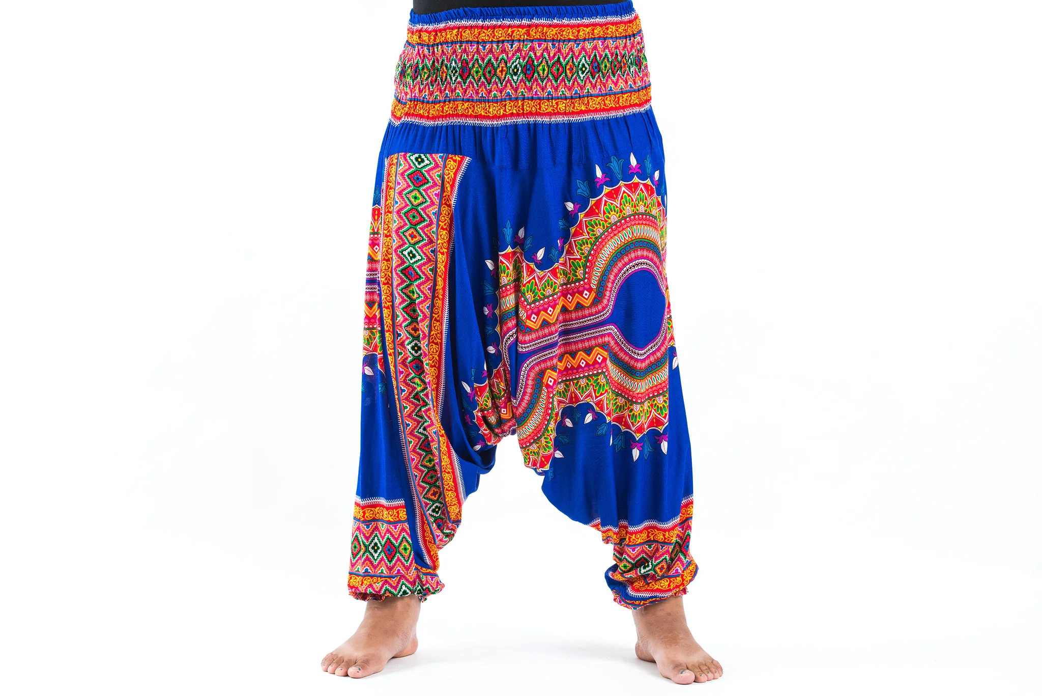 Plus Size Dashiki Prints 2-in-1 Jumpsuit Harem Pants in Blue - Image 2
