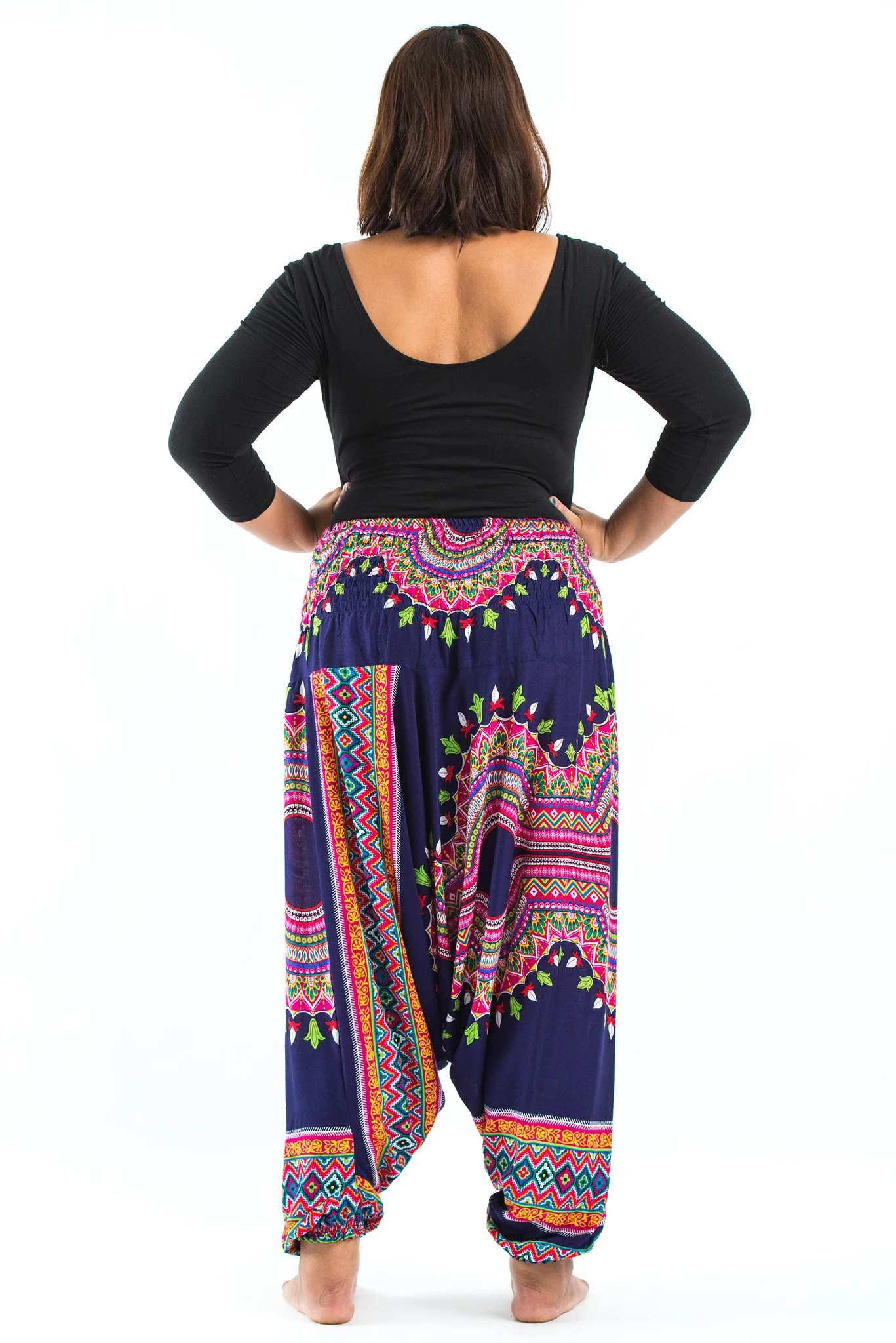 Plus Size Dashiki Prints 2-in-1 Jumpsuit Harem Pants in Navy - Image 4