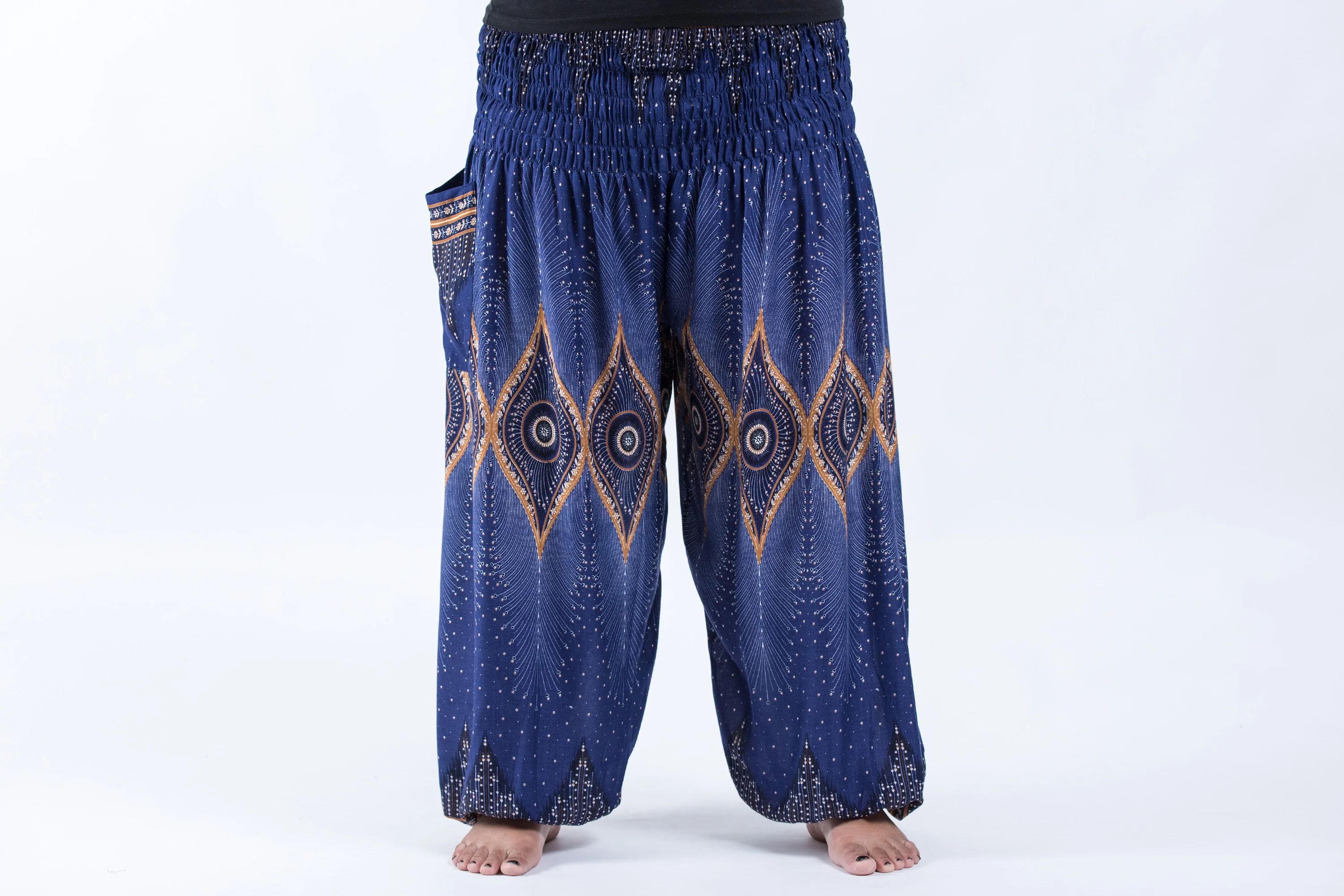 Plus Size Diamond Peacock Women's Harem Pants in Blue - Image 2