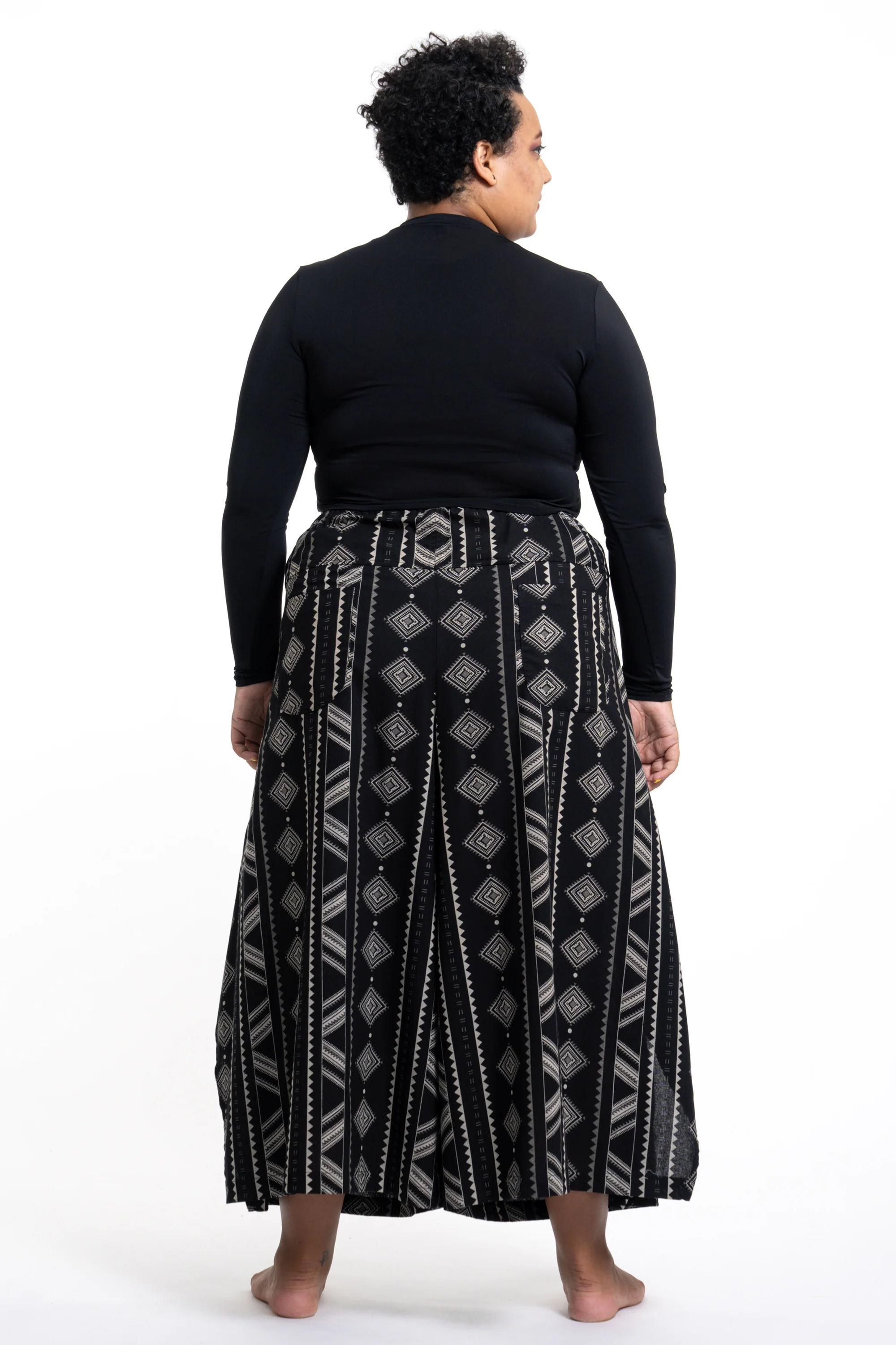 Plus Size Diamonds Women's Cotton Palazzo Pants in Black - Image 4