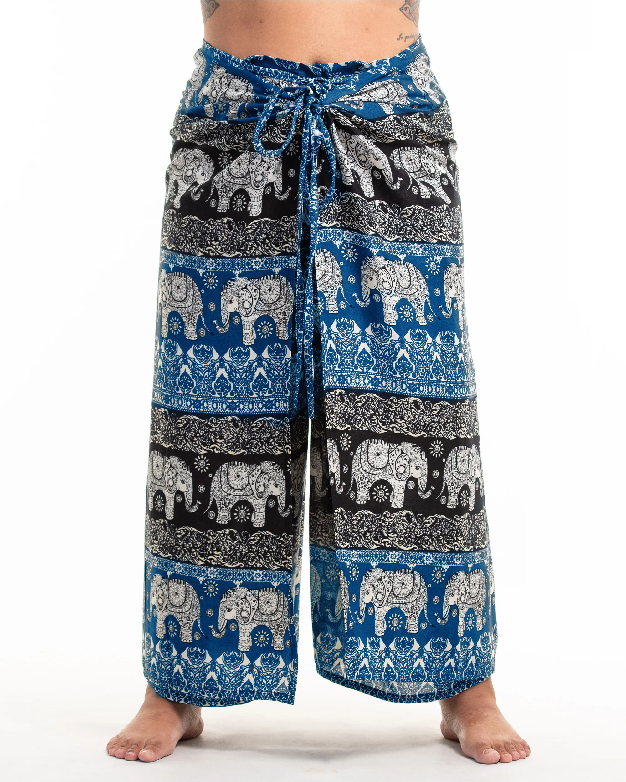 Plus Size Divine Elephant Wrap Palazzo Style Harem Pants in Blue - Image 2