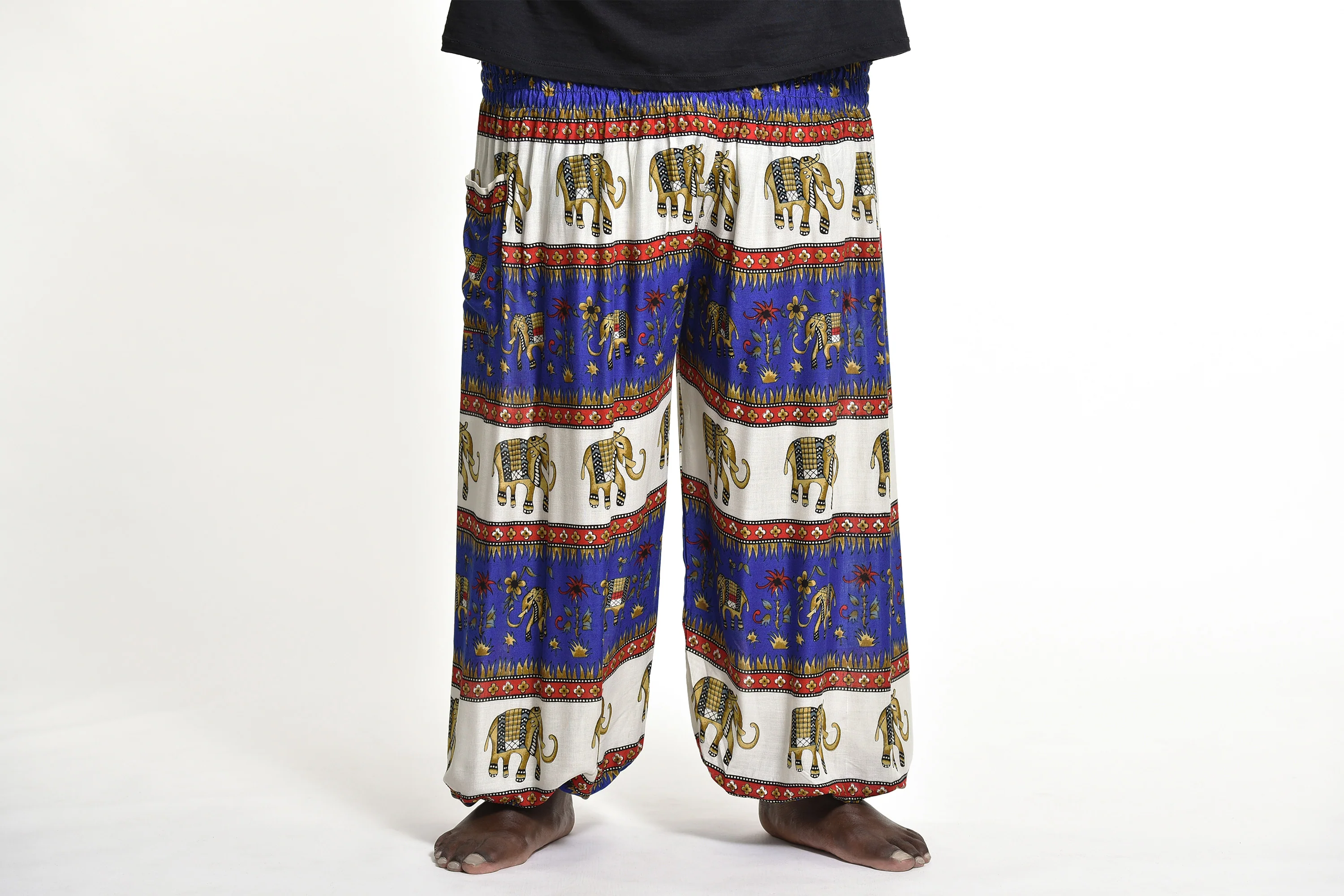 Plus Size Elephant Bliss Men's Elephant Pants in Blue - Image 2