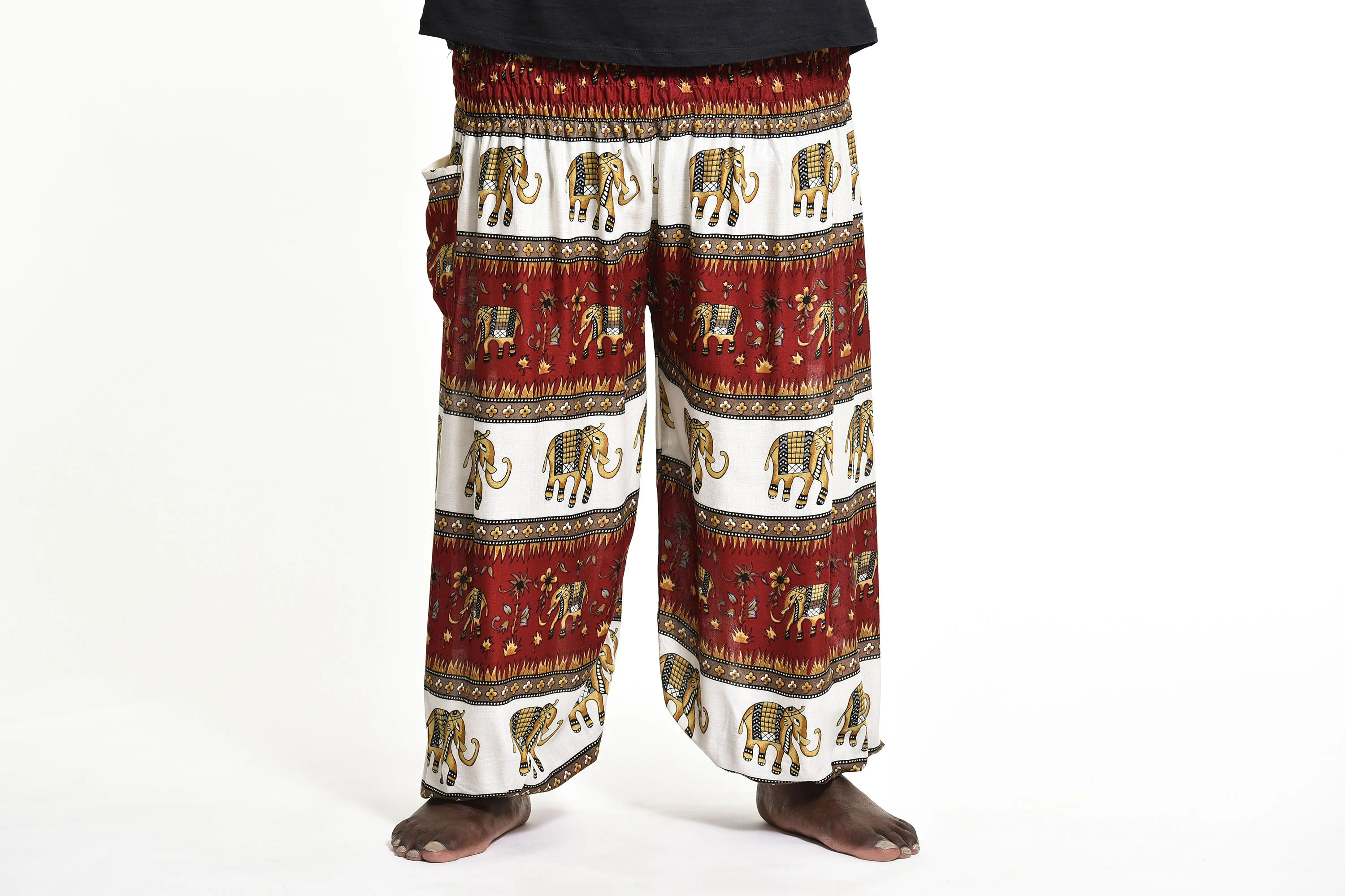 Plus Size Elephant Bliss Men's Elephant Pants in Red - Image 2