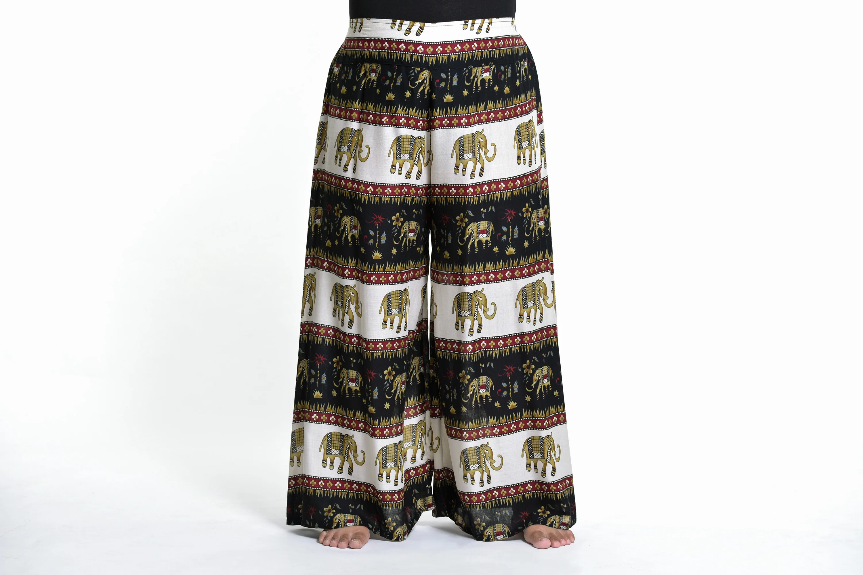 Plus Size Elephant Bliss Palazzo Style Elephant Pants in Black - Image 2