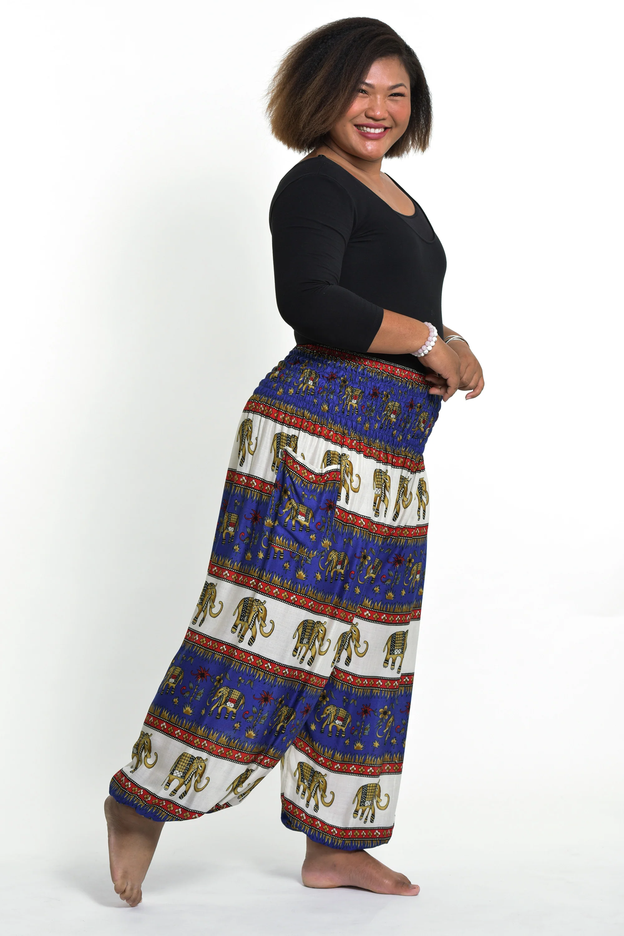Plus Size Elephant Bliss Women's Elephant Pants in Blue - Image 3