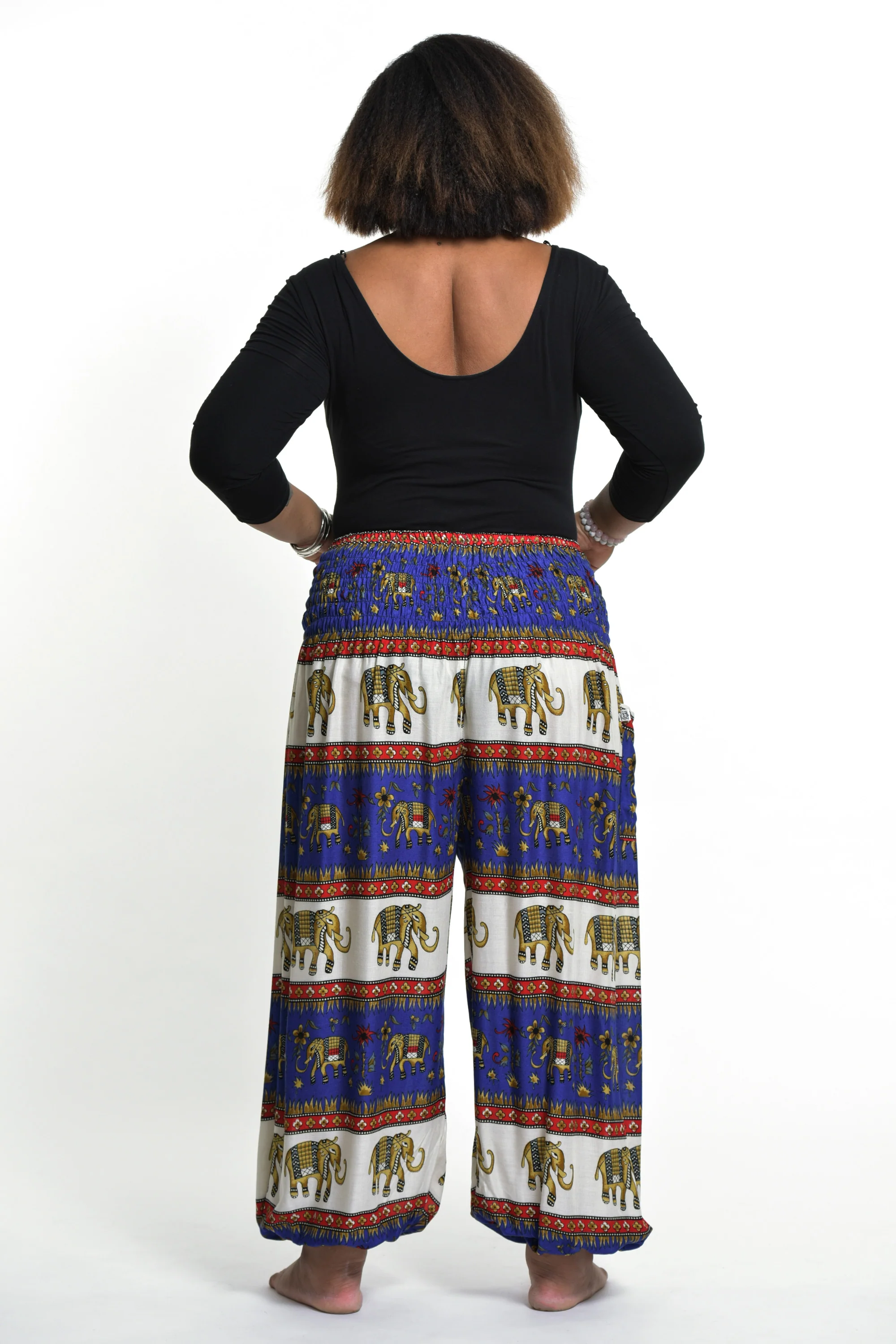 Plus Size Elephant Bliss Women's Elephant Pants in Blue - Image 4