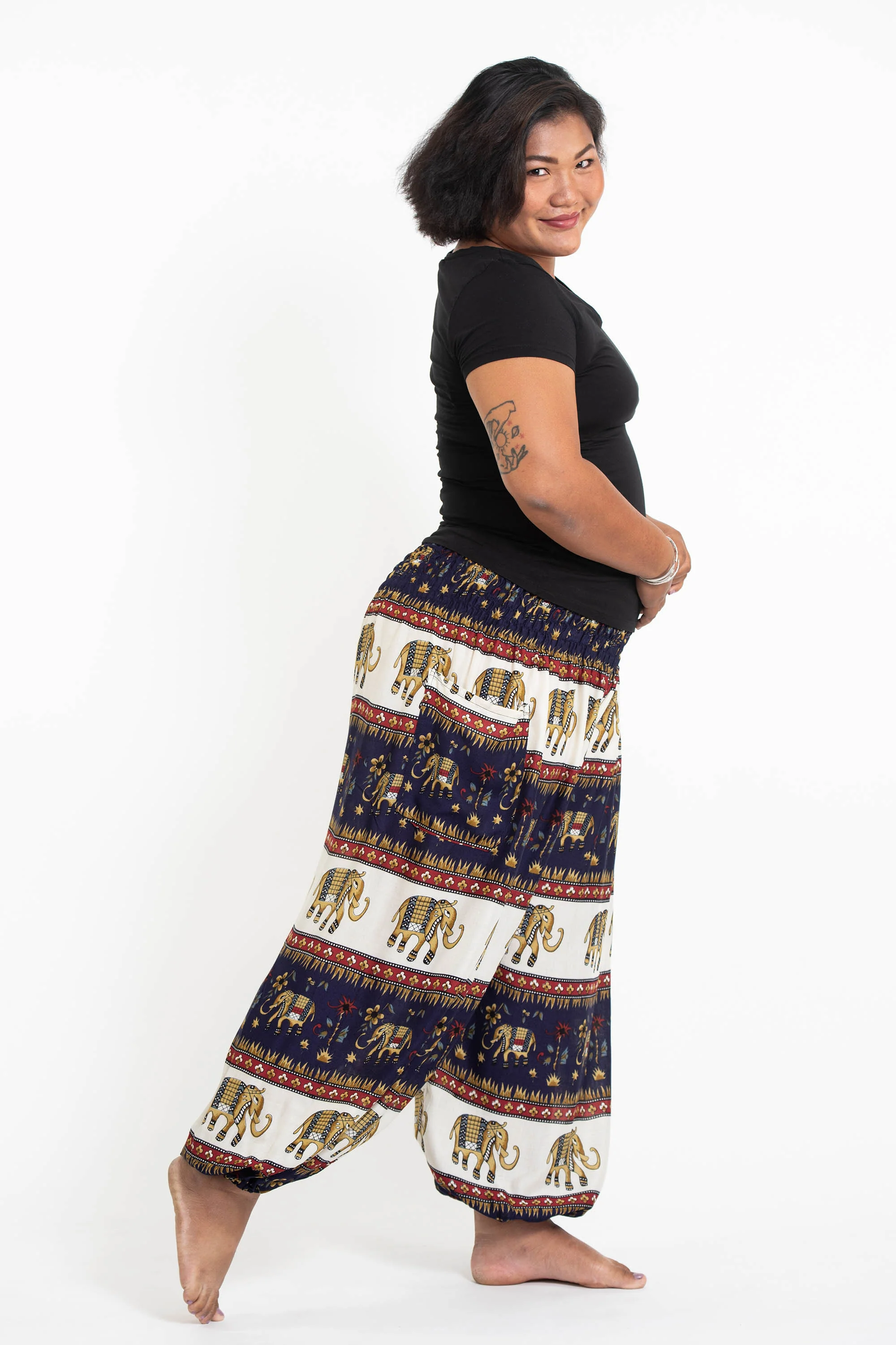 Plus Size Elephant Bliss Women's Elephant Pants in Navy - Image 3