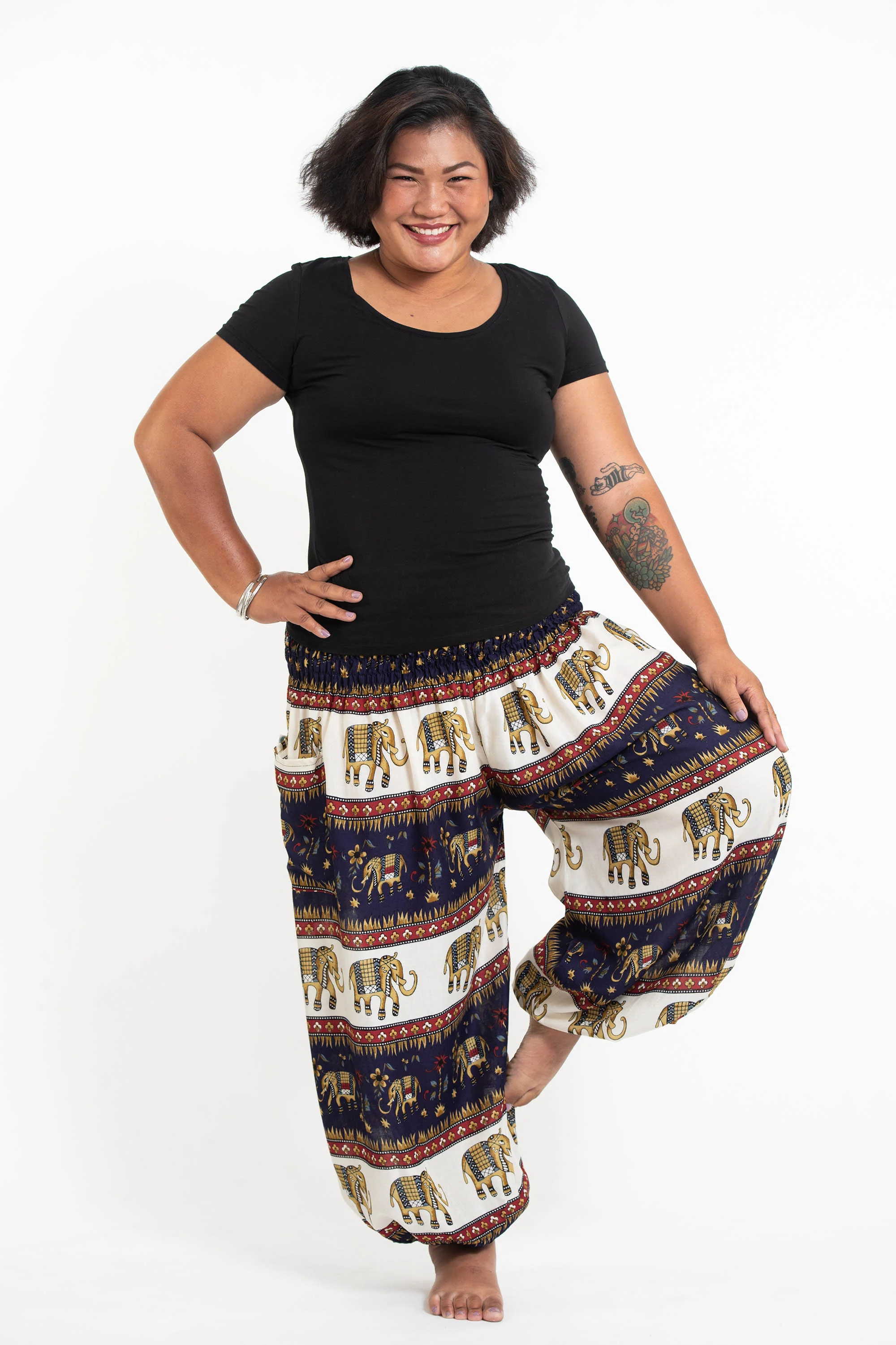 Plus Size Elephant Bliss Women's Elephant Pants in Navy - Image 5
