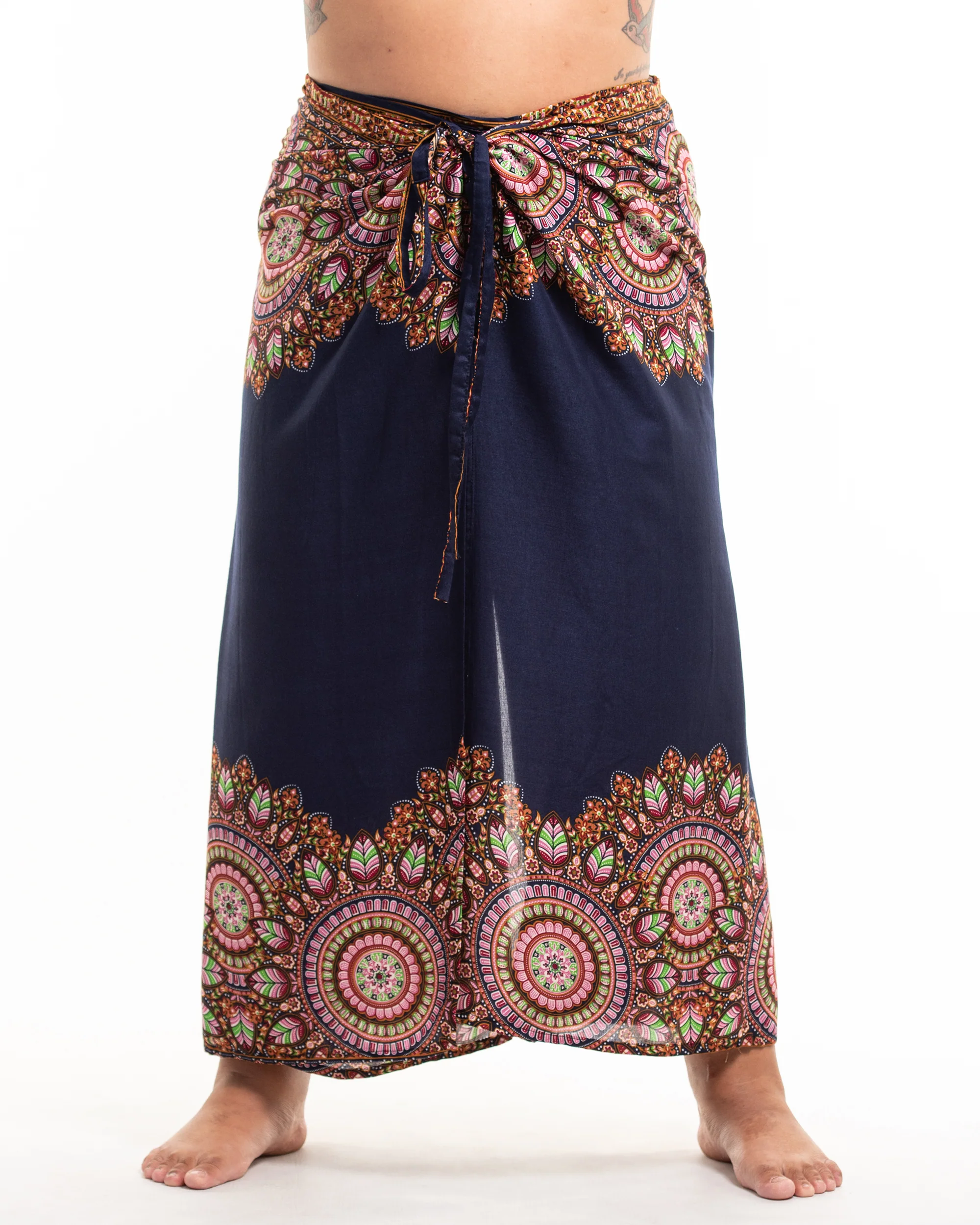 Plus Size Feather Mandalas Wrap Palazzo Style Harem Pants in Navy - Image 2