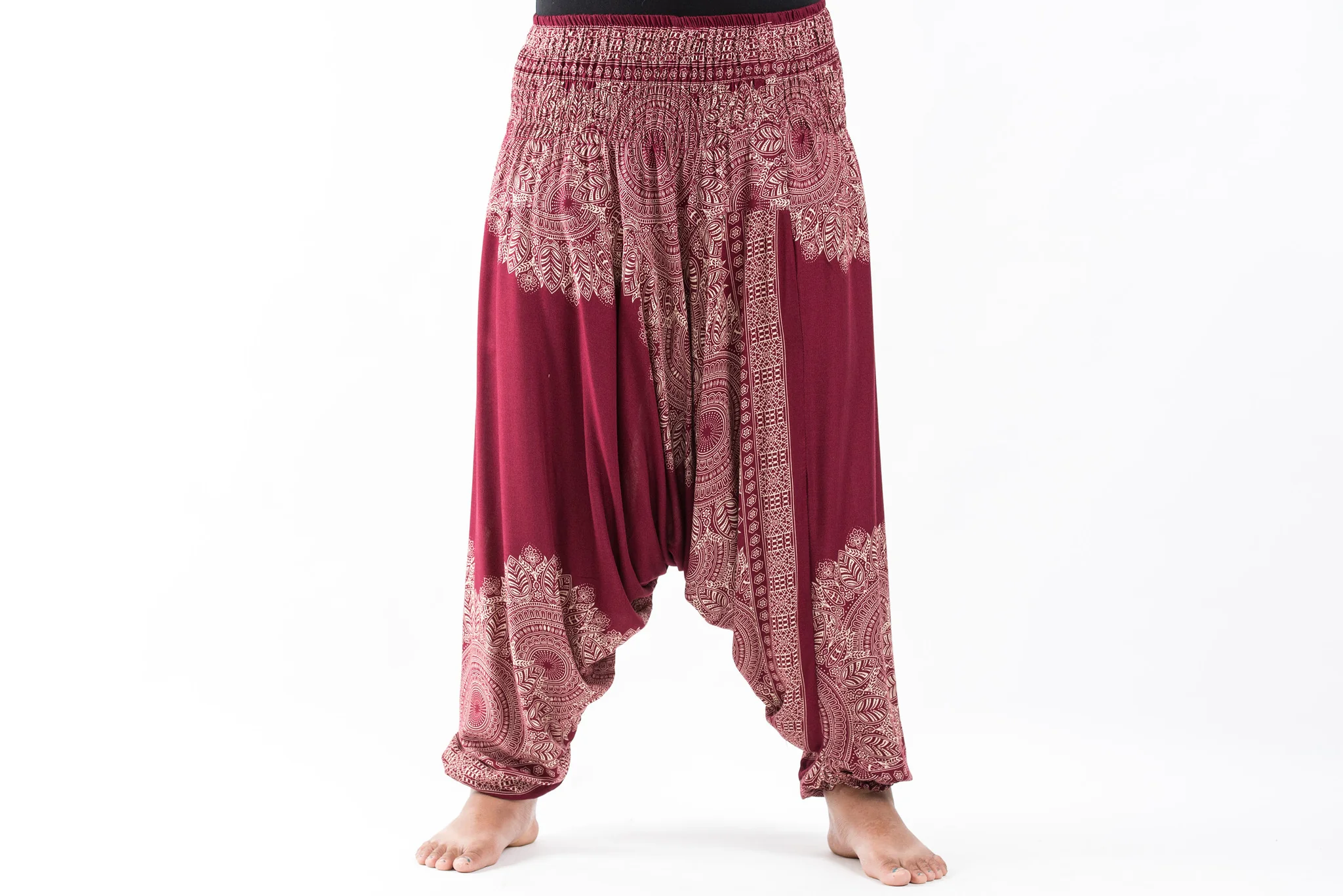 Plus Size Floral Mandalas 2-in-1 Jumpsuit Harem Pants in Red - Image 2