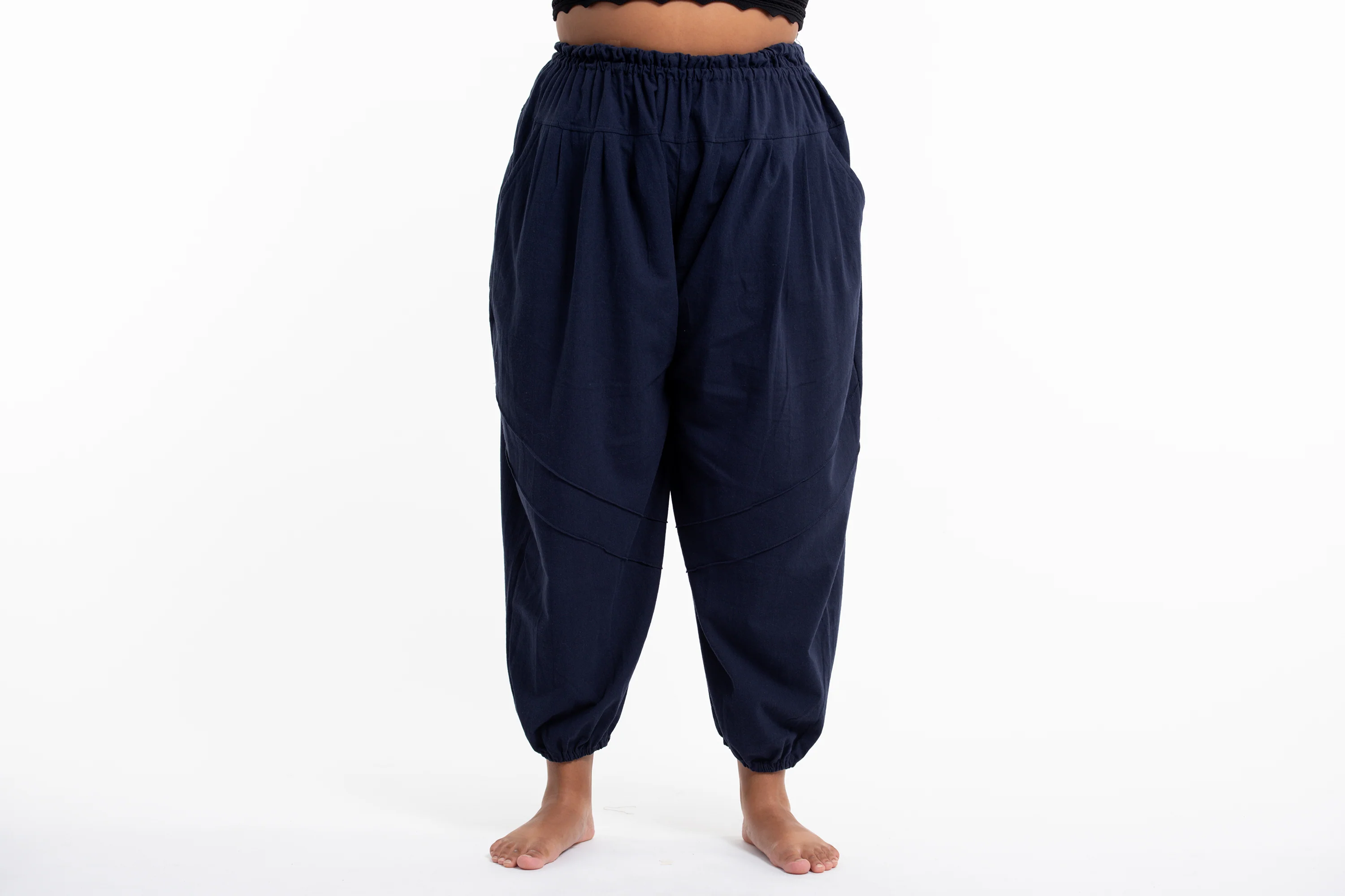 Plus Size Genie Women's Cotton Harem Pants in Navy - Image 2