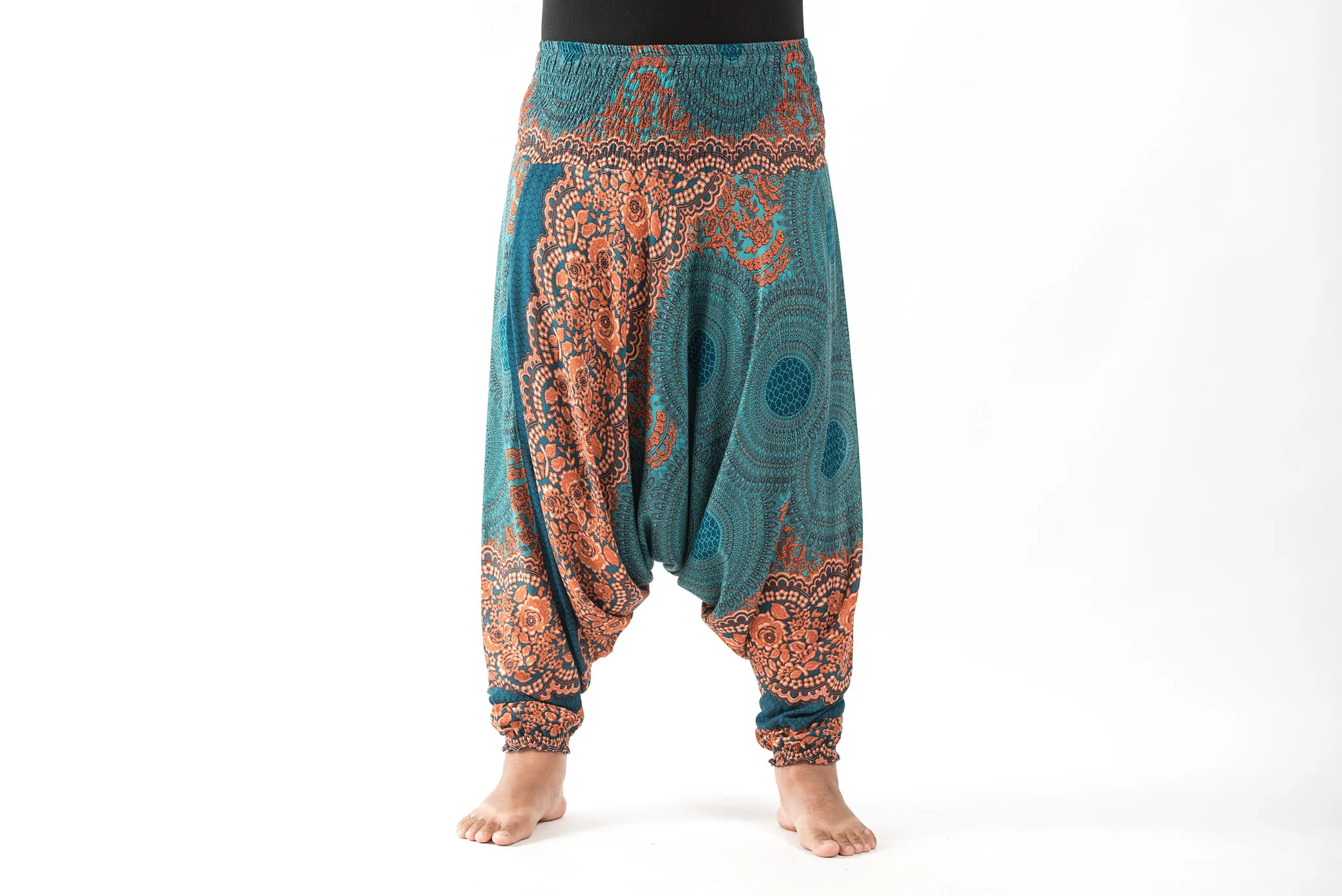 Plus Size Geometric Mandalas 2-in-1 Jumpsuit Harem Pants in Turquoise - Image 2