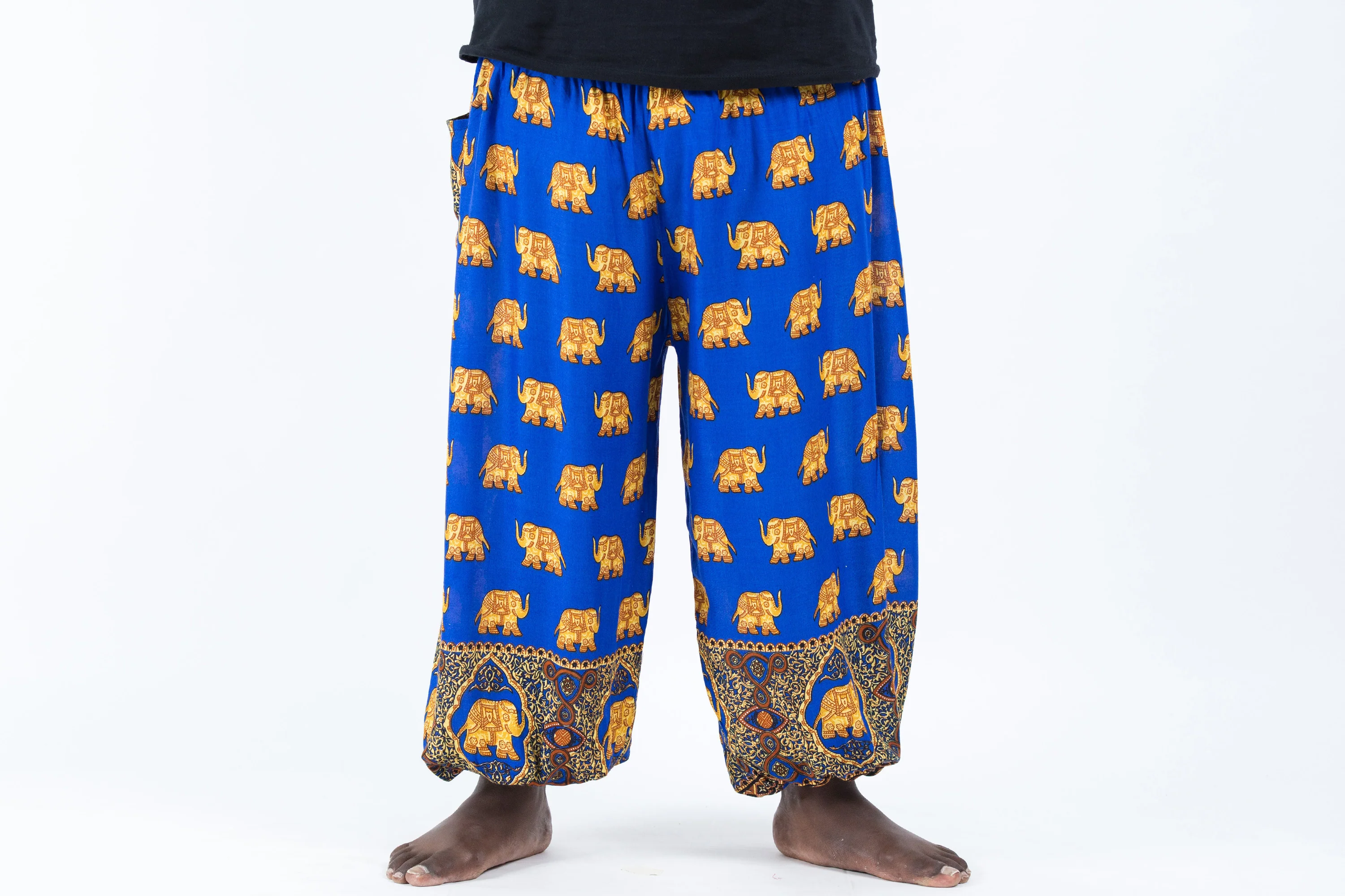Plus Size Golden Elephant Men's Elephant Pants in Blue - Image 2