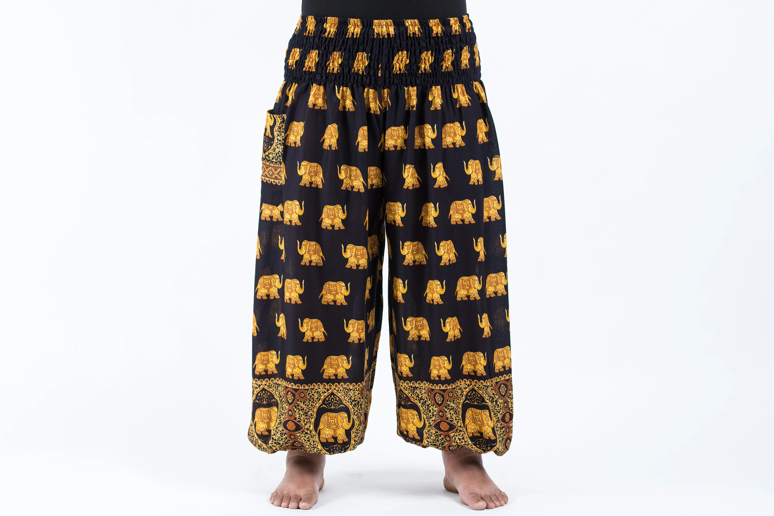 Plus Size Golden Elephant Women's Elephant Pants in Black - Image 2