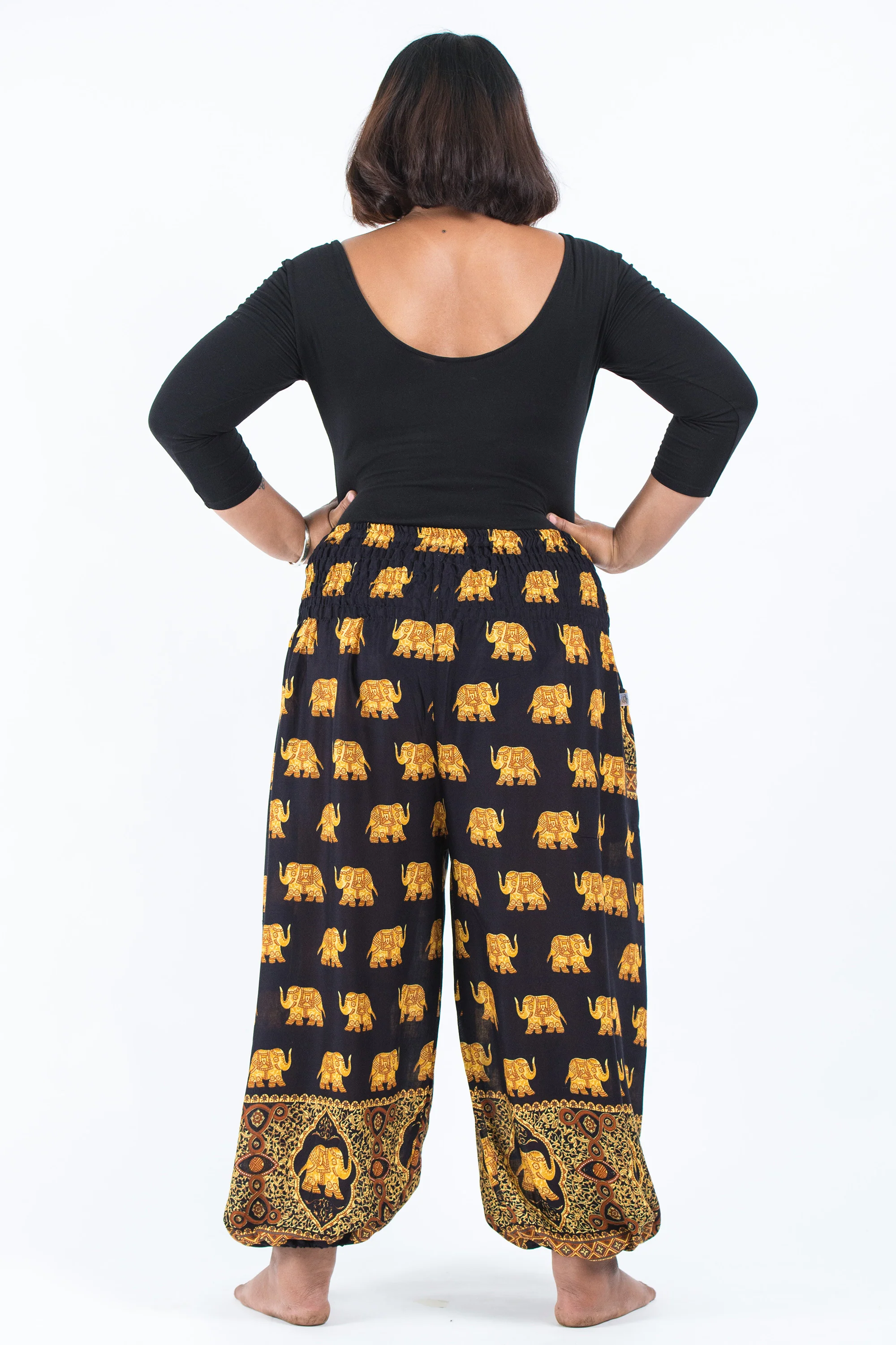 Plus Size Golden Elephant Women's Elephant Pants in Black - Image 4