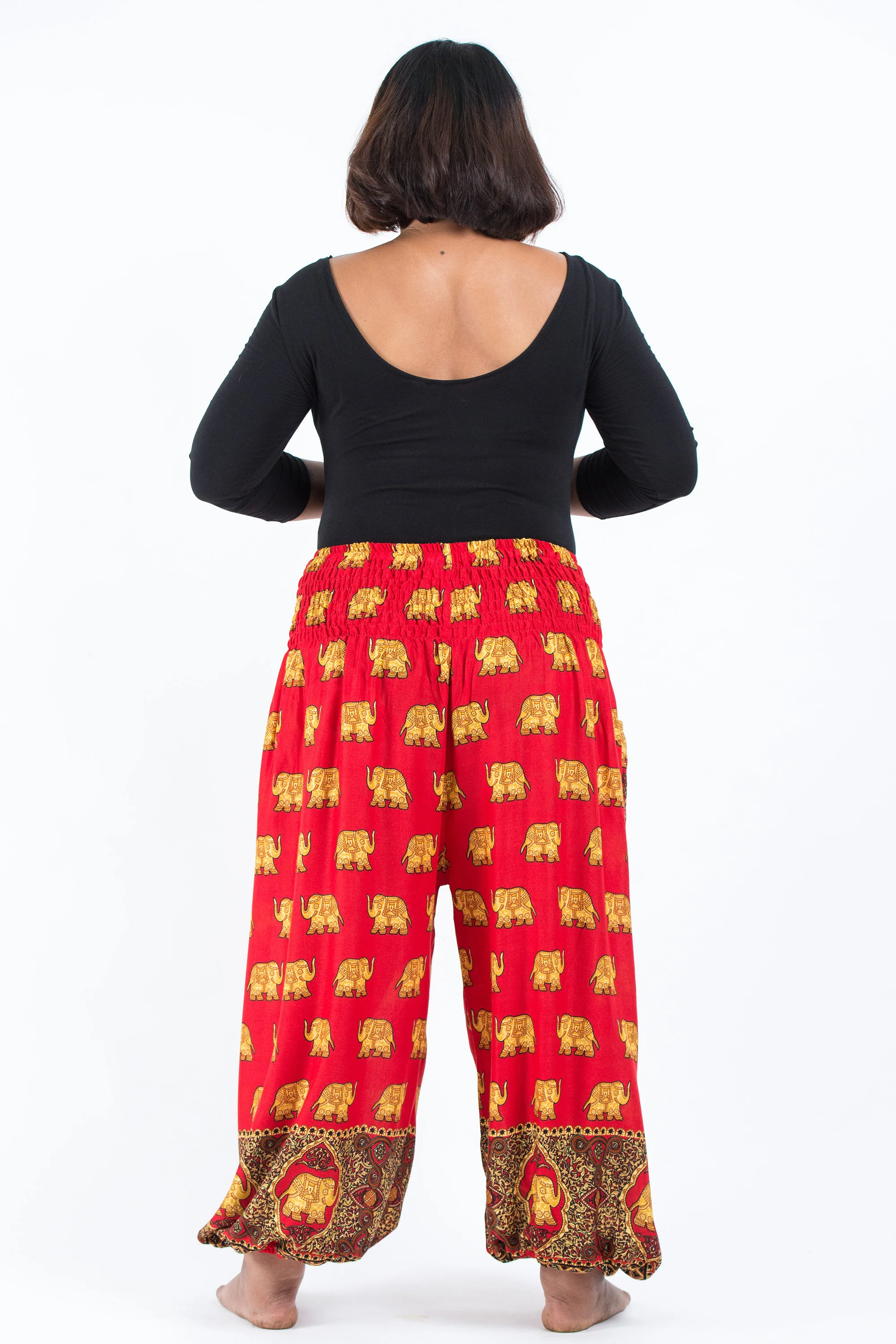 Plus Size Golden Elephant Women's Elephant Pants in Red - Image 4