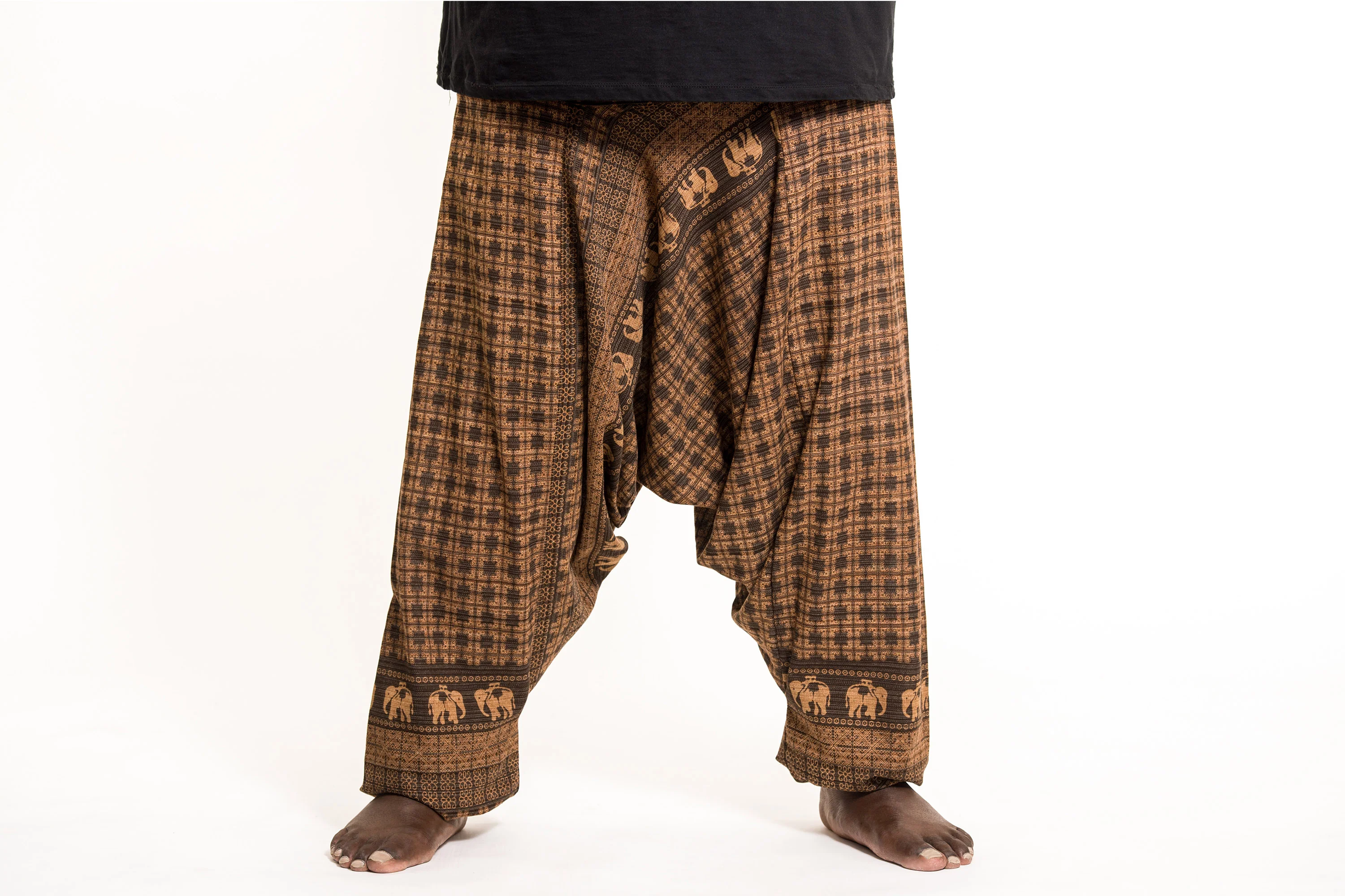 Plus Size Hill Tribe Elephant Men's Elephant Pants in Brown - Image 2