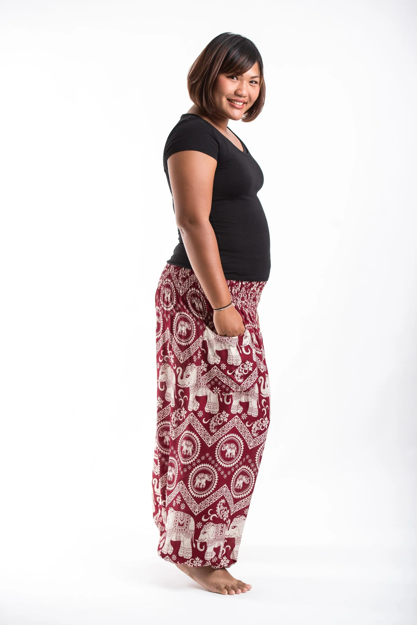 Plus Size Imperial Elephant Women's Elephant Pants in Red - Image 3