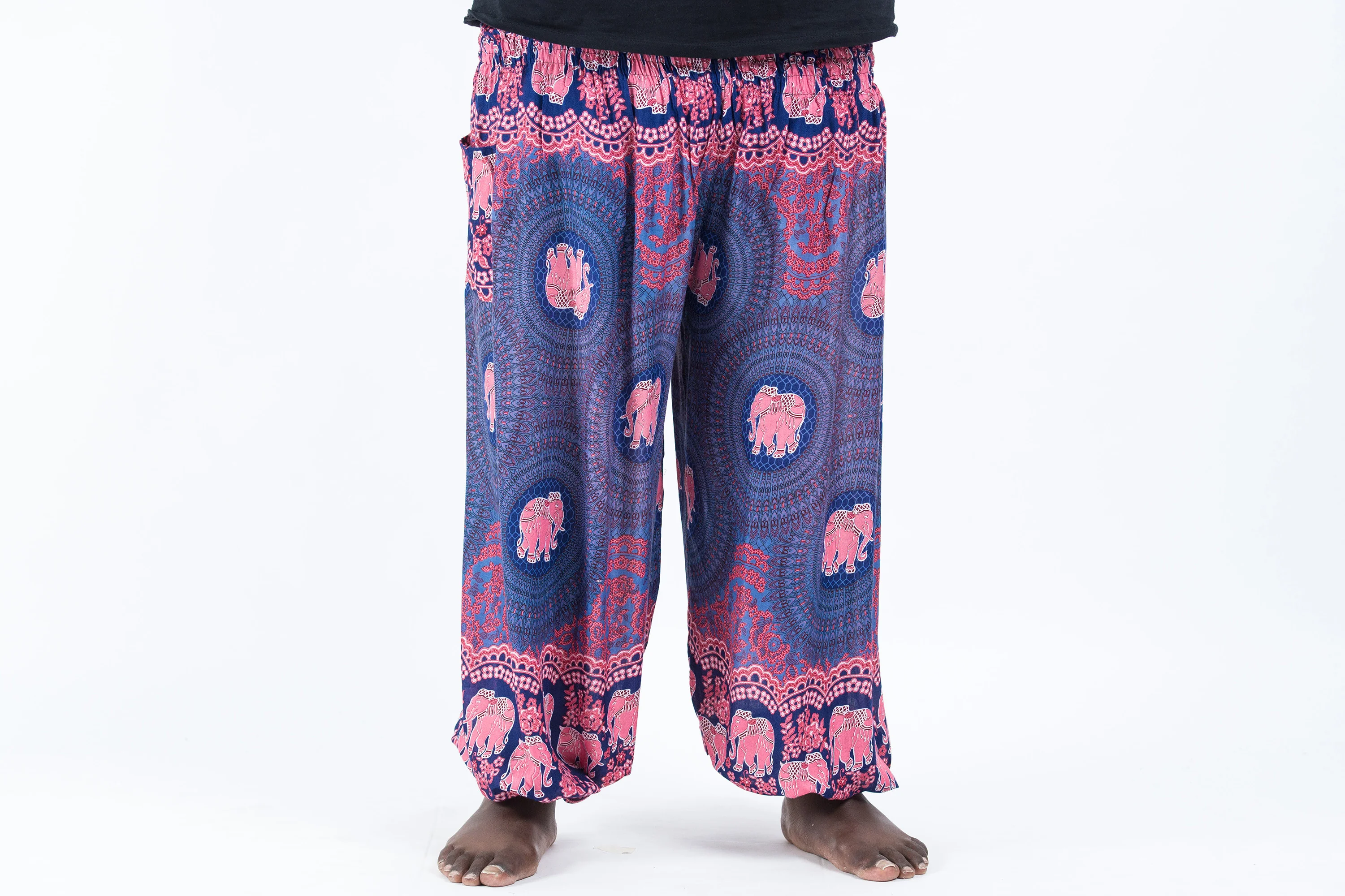 Plus Size Mandala Elephant Men's Elephant Pants in Blue - Image 2