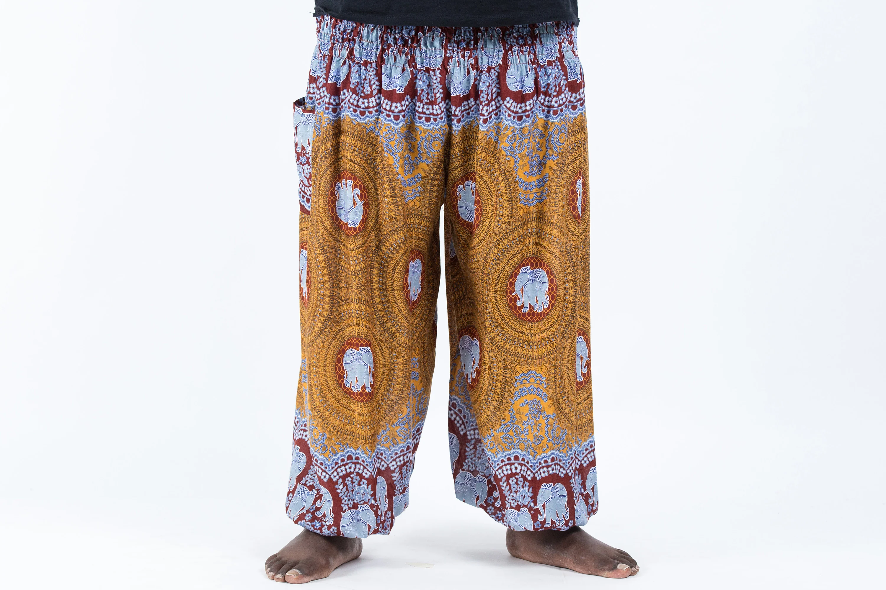 Plus Size Mandala Elephant Men's Elephant Pants in Bronze - Image 2