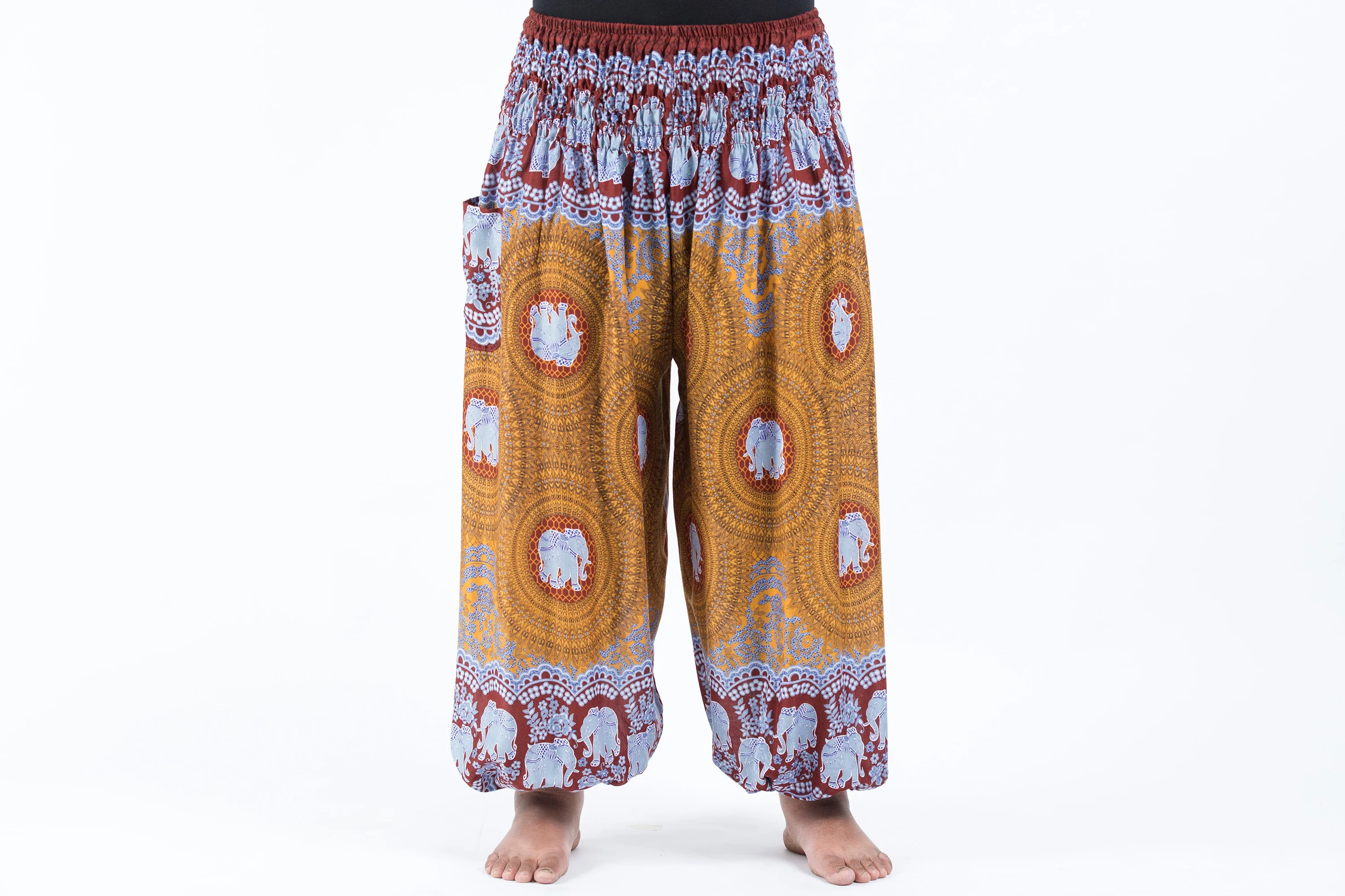 Plus Size Mandala Elephant Women's Elephant Pants in Bronze - Image 2