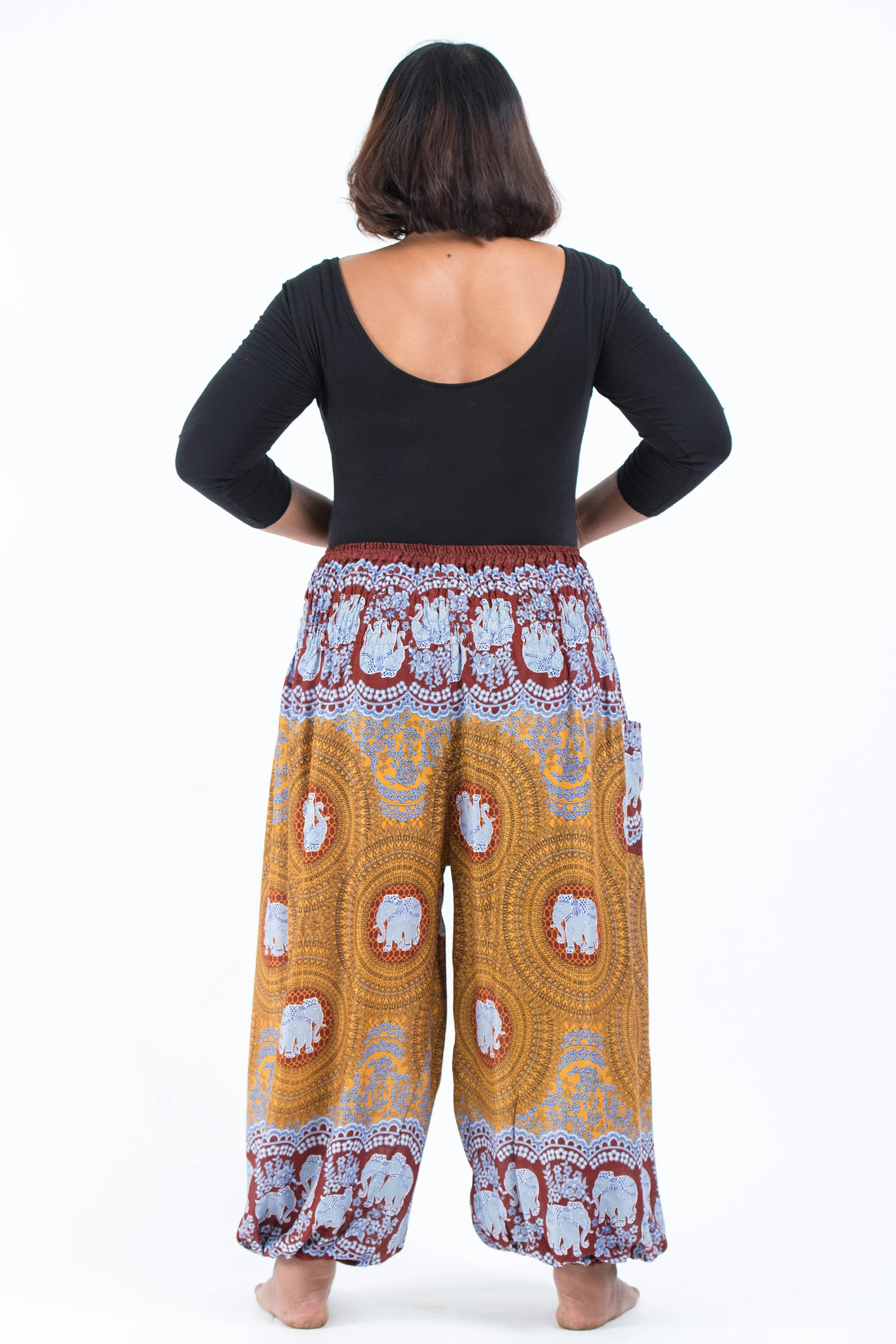 Plus Size Mandala Elephant Women's Elephant Pants in Bronze - Image 4