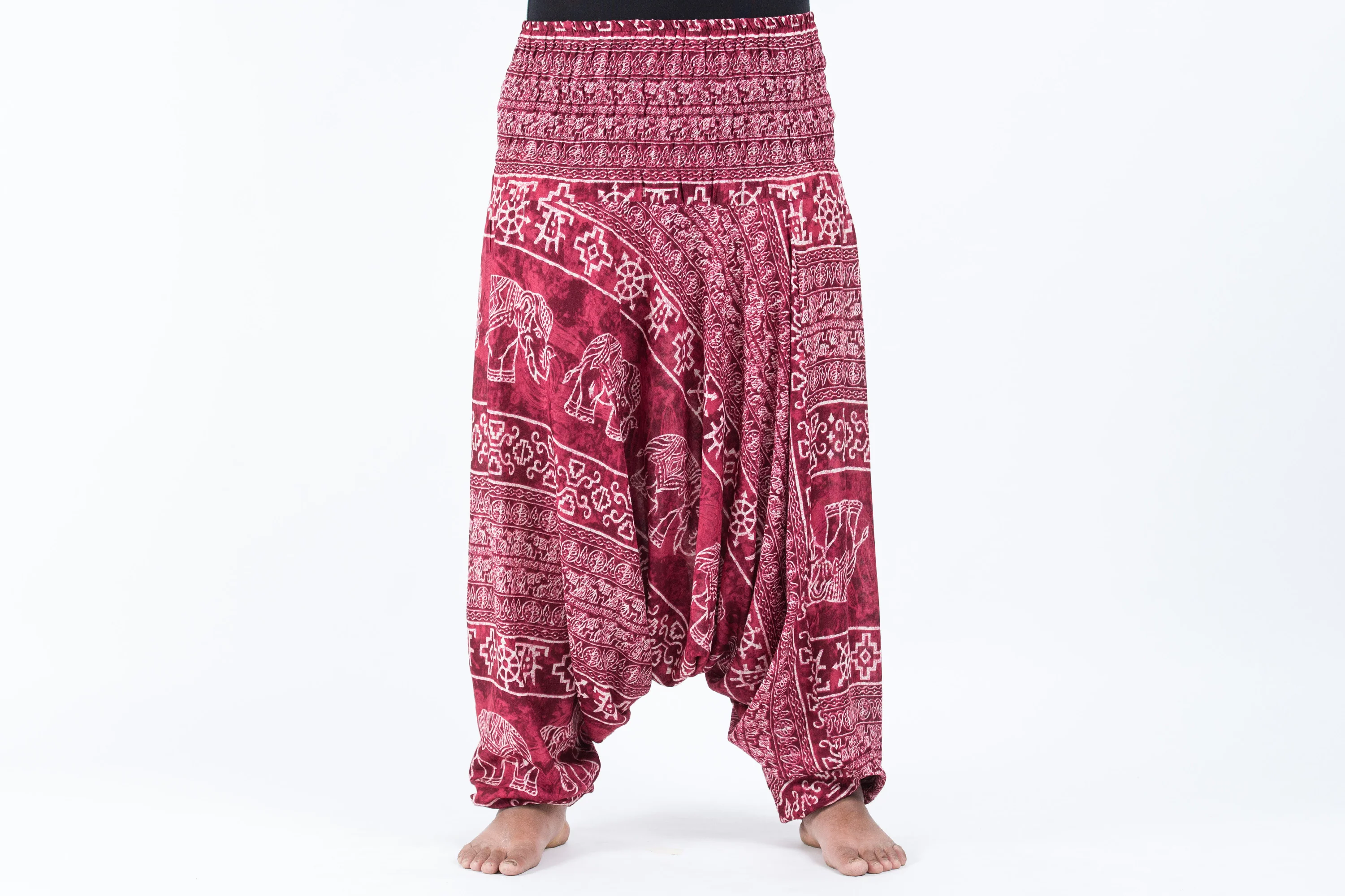 Plus Size Marble Elephant 2-in-1 Jumpsuit Elephant Pants in Red - Image 2
