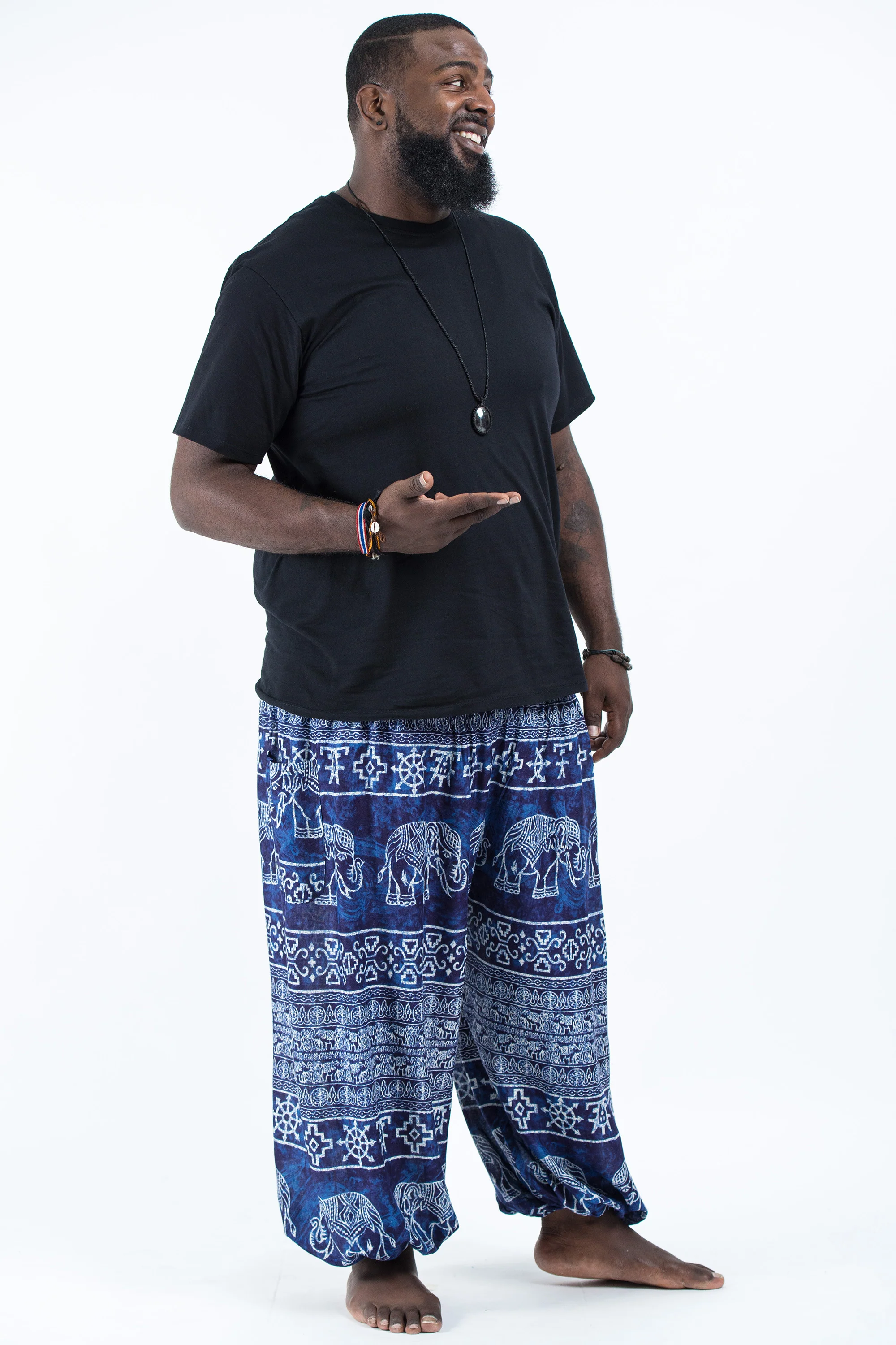 Plus Size Marble Elephant Men's Elephant Pants in Blue - Image 3