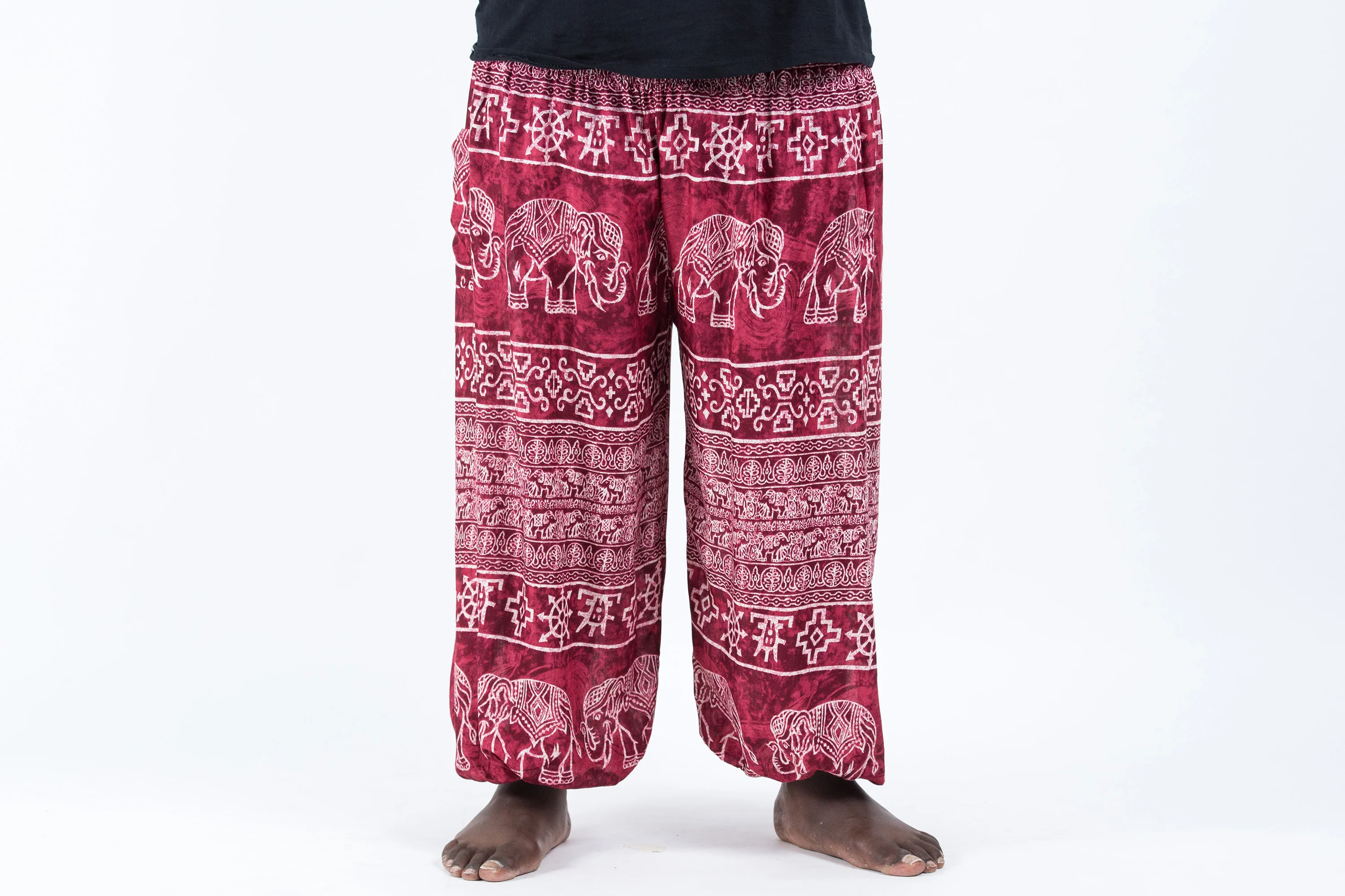 Plus Size Marble Elephant Men's Elephant Pants in Red - Image 2