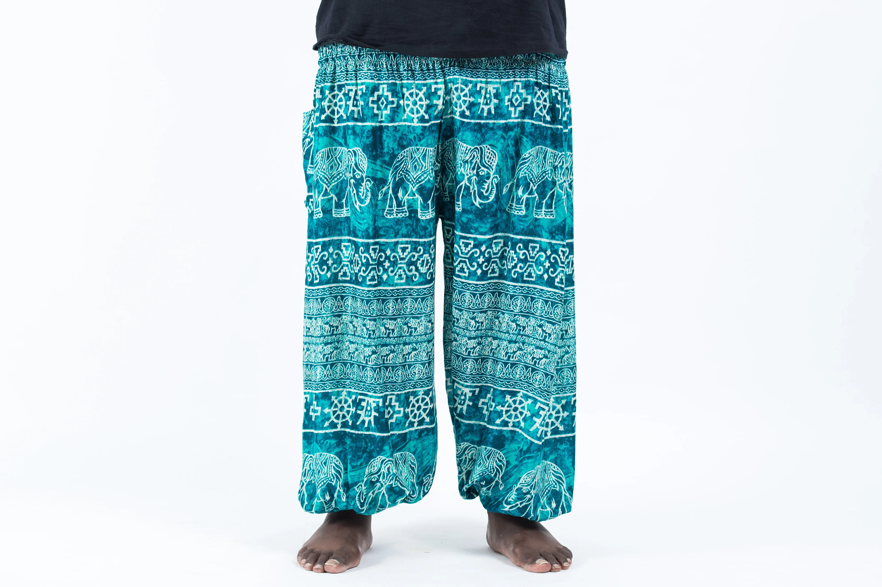 Plus Size Marble Elephant Men's Elephant Pants in Turquoise - Image 2