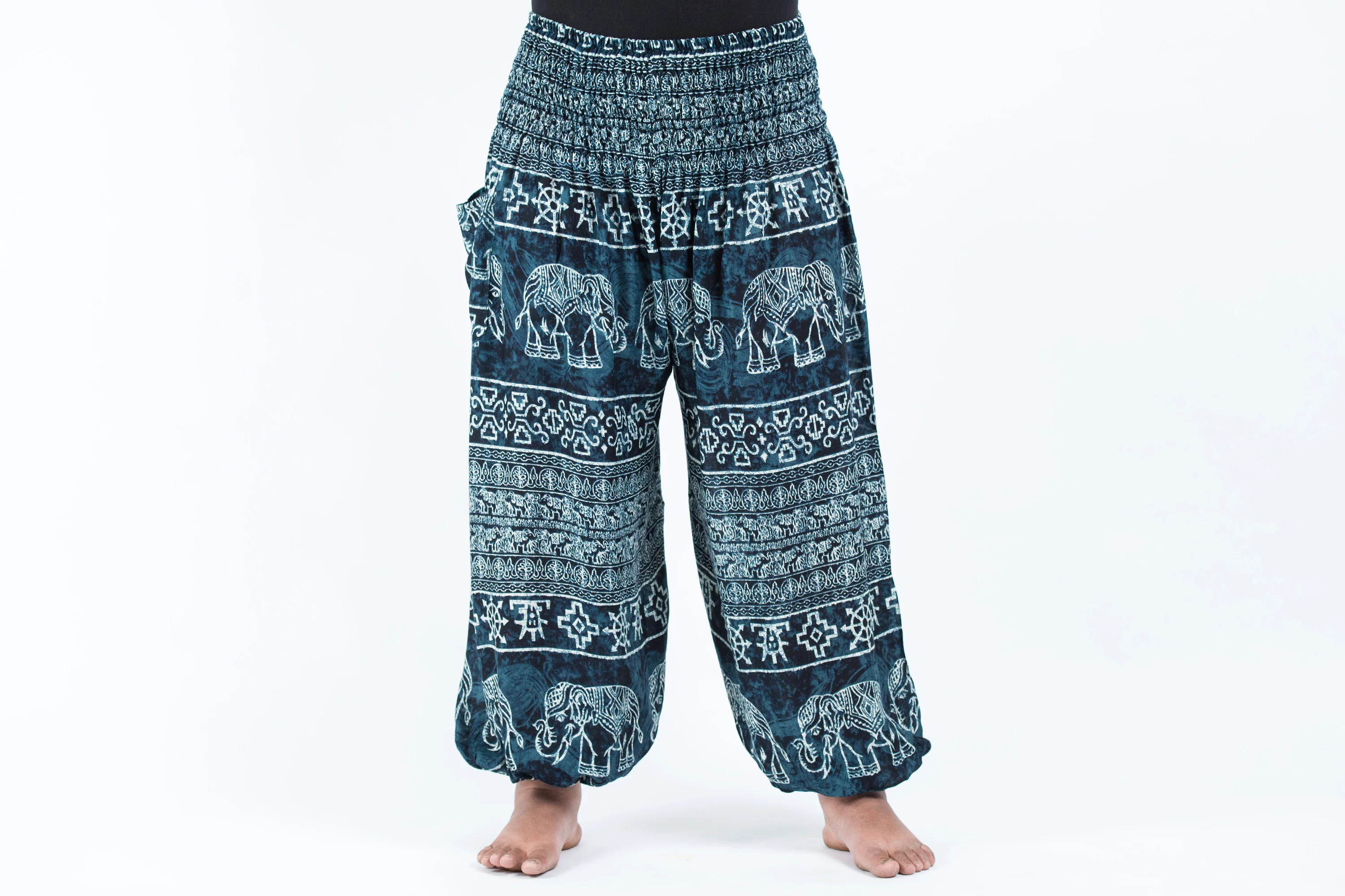 Plus Size Marble Elephant Women's Elephant Pants in Black - Image 2